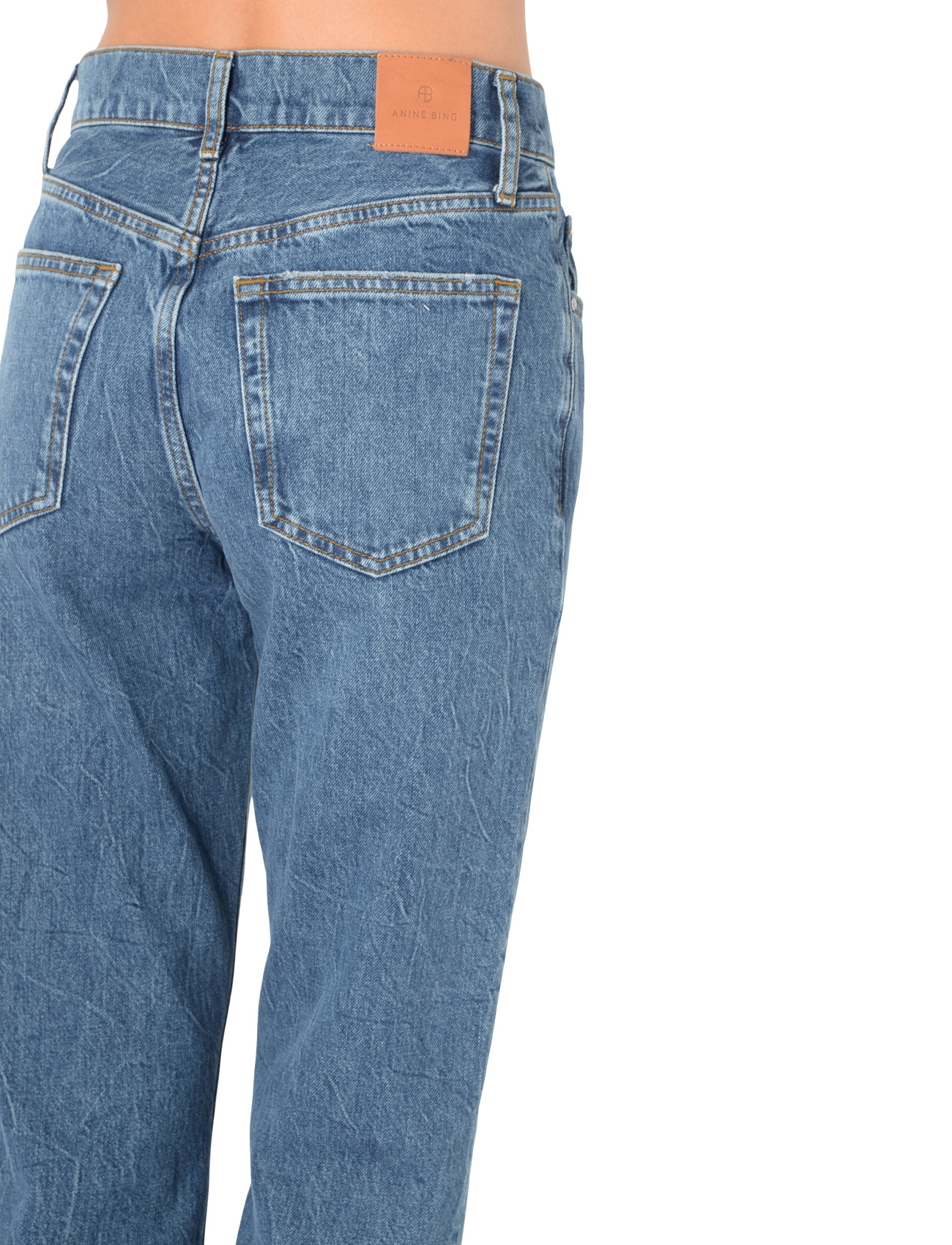 Anine Bing Benson blue-colored cotton jeans - Main Image