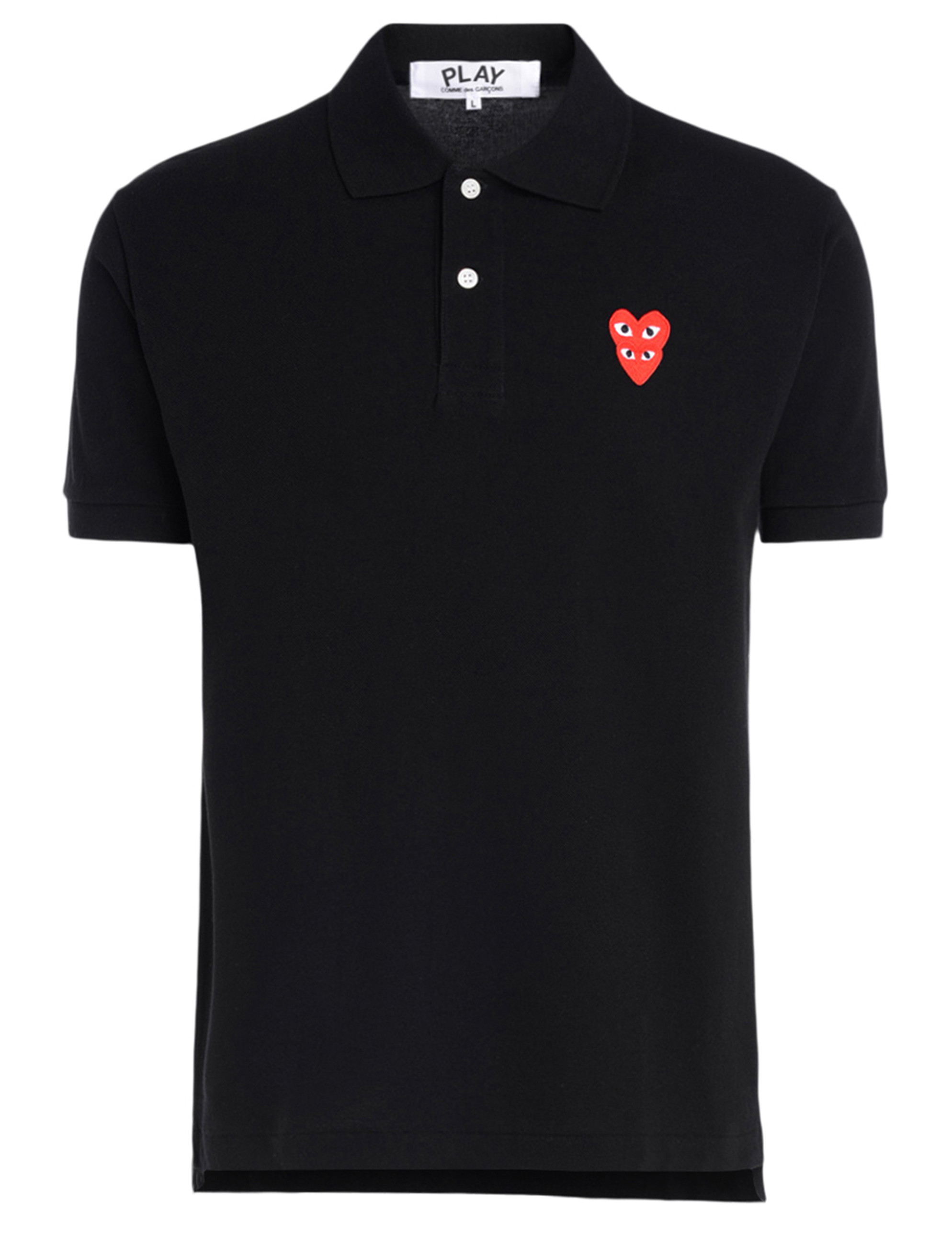 Comme Des Garcons Play black polo shirt with overlapping hearts