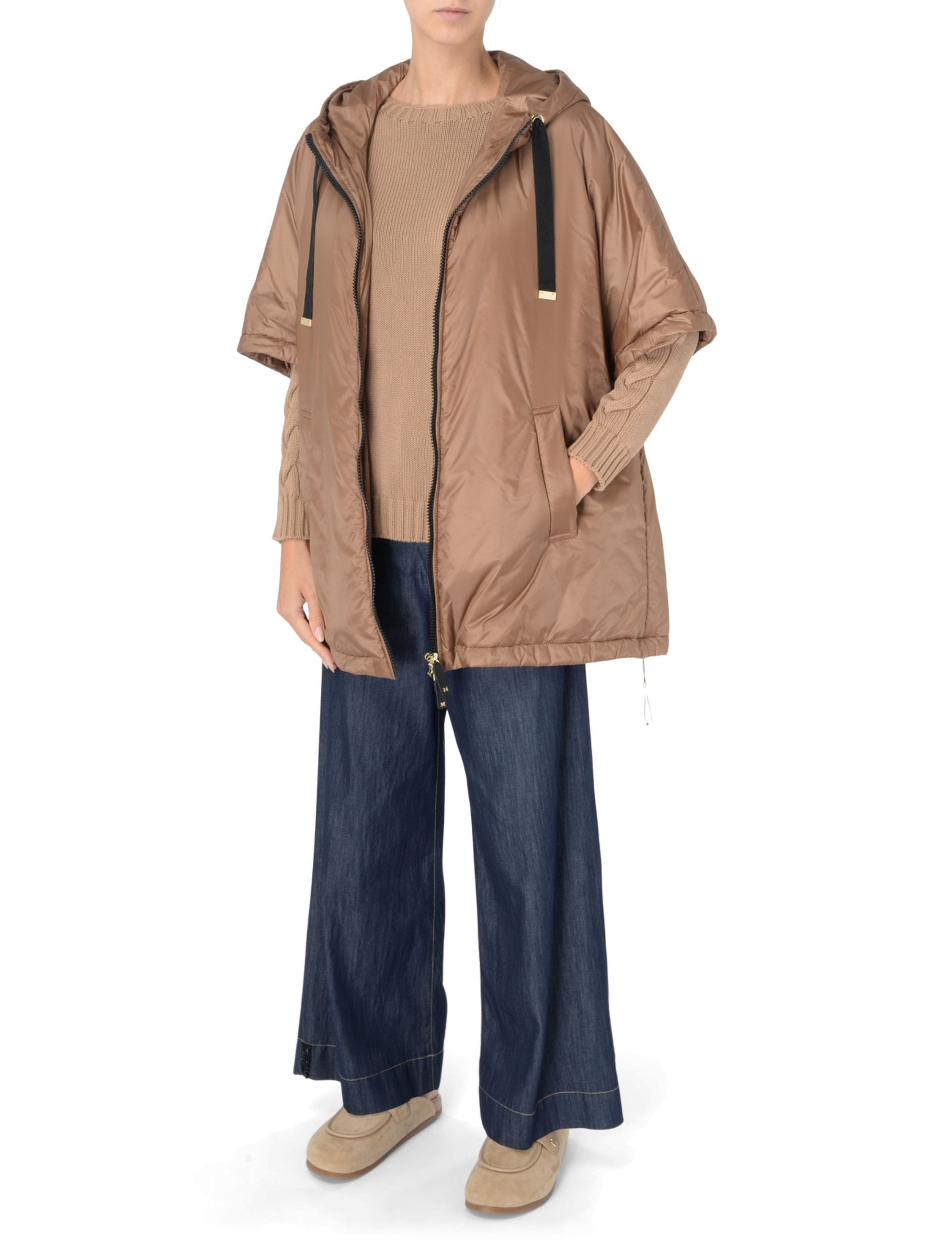Hood Max Mara The Cube Greenci in camel-colored anti-drip canvas
