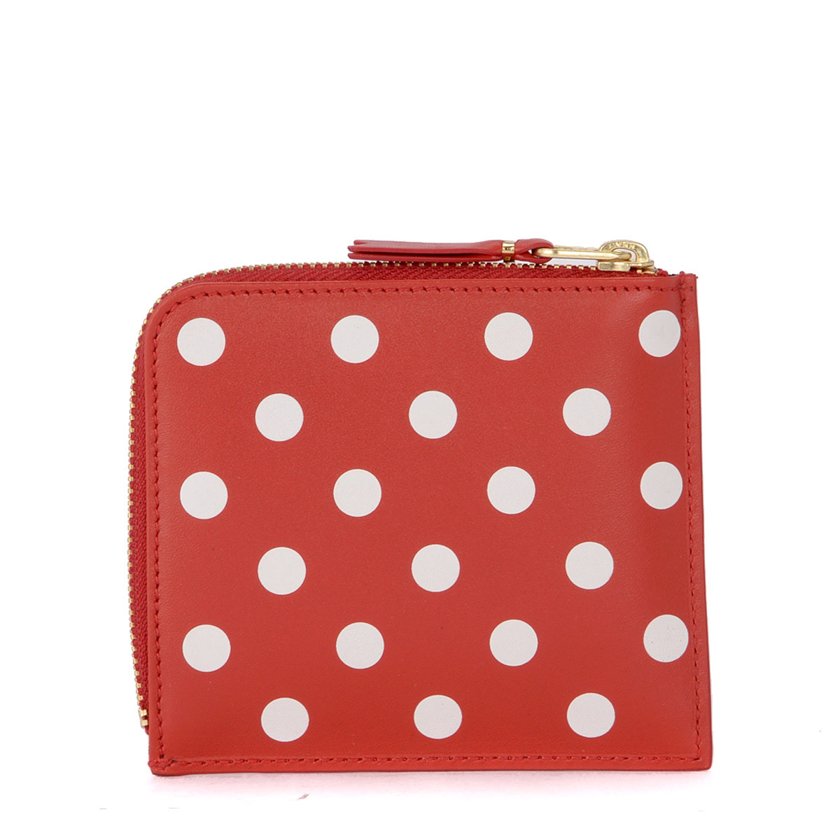 Bustina rettangolare Comme Des Garçons Wallets rossa e pois bianchi
