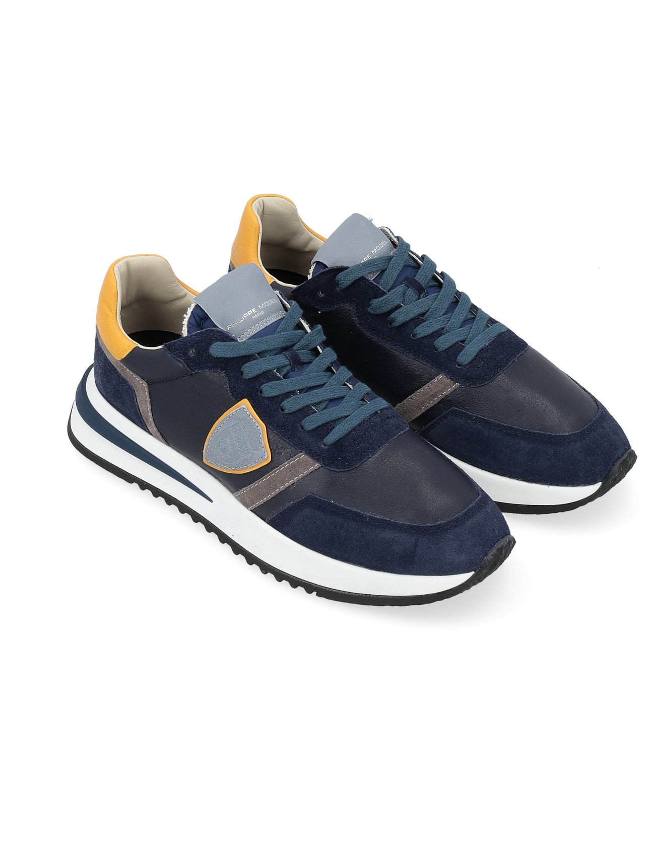 Philippe Model 2.1 sneakers in blue and yellow leather