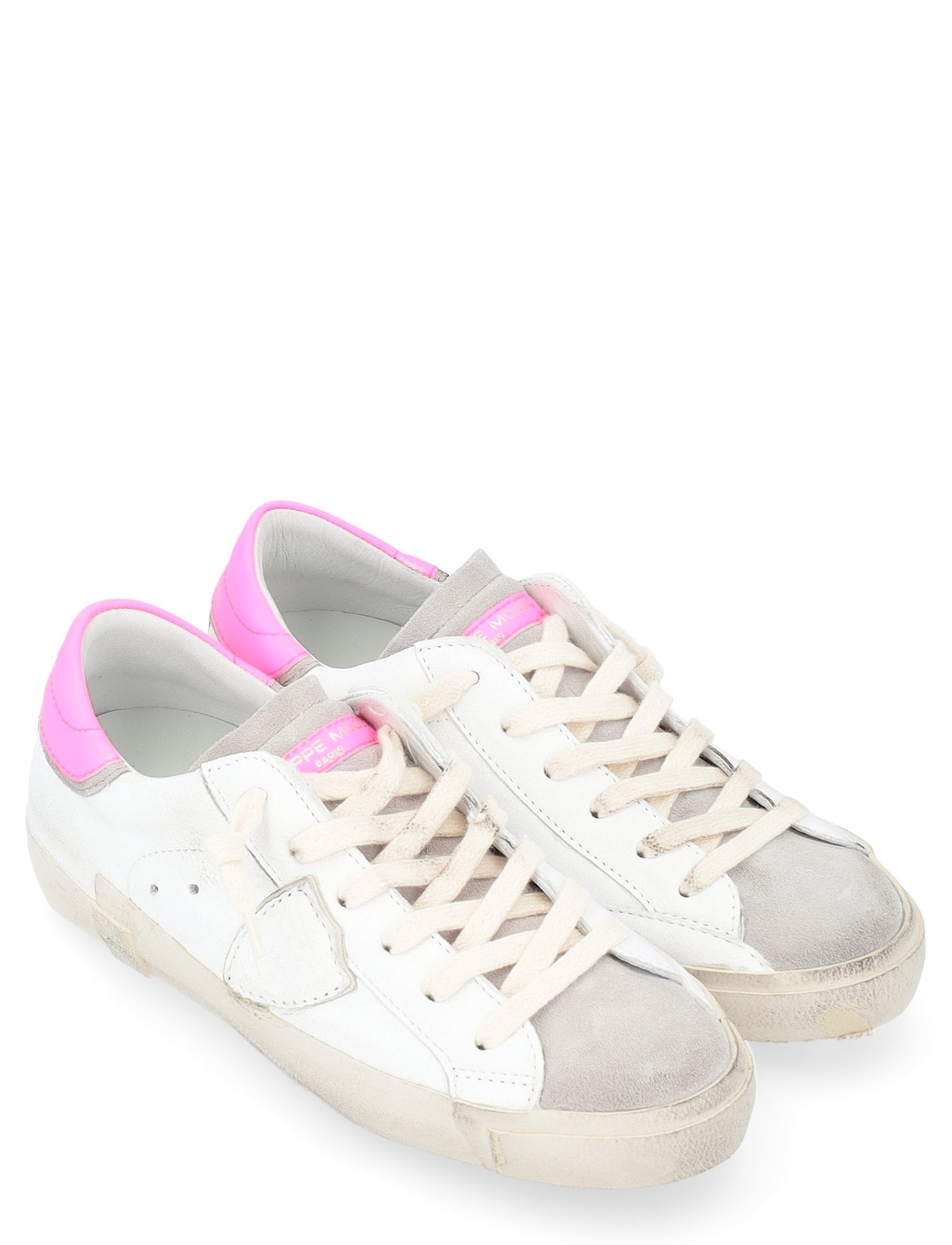 Sneaker Philippe Model Paris X in pelle bianca e rosa Sneaker Philippe Model Paris X in pelle bianca e rosa