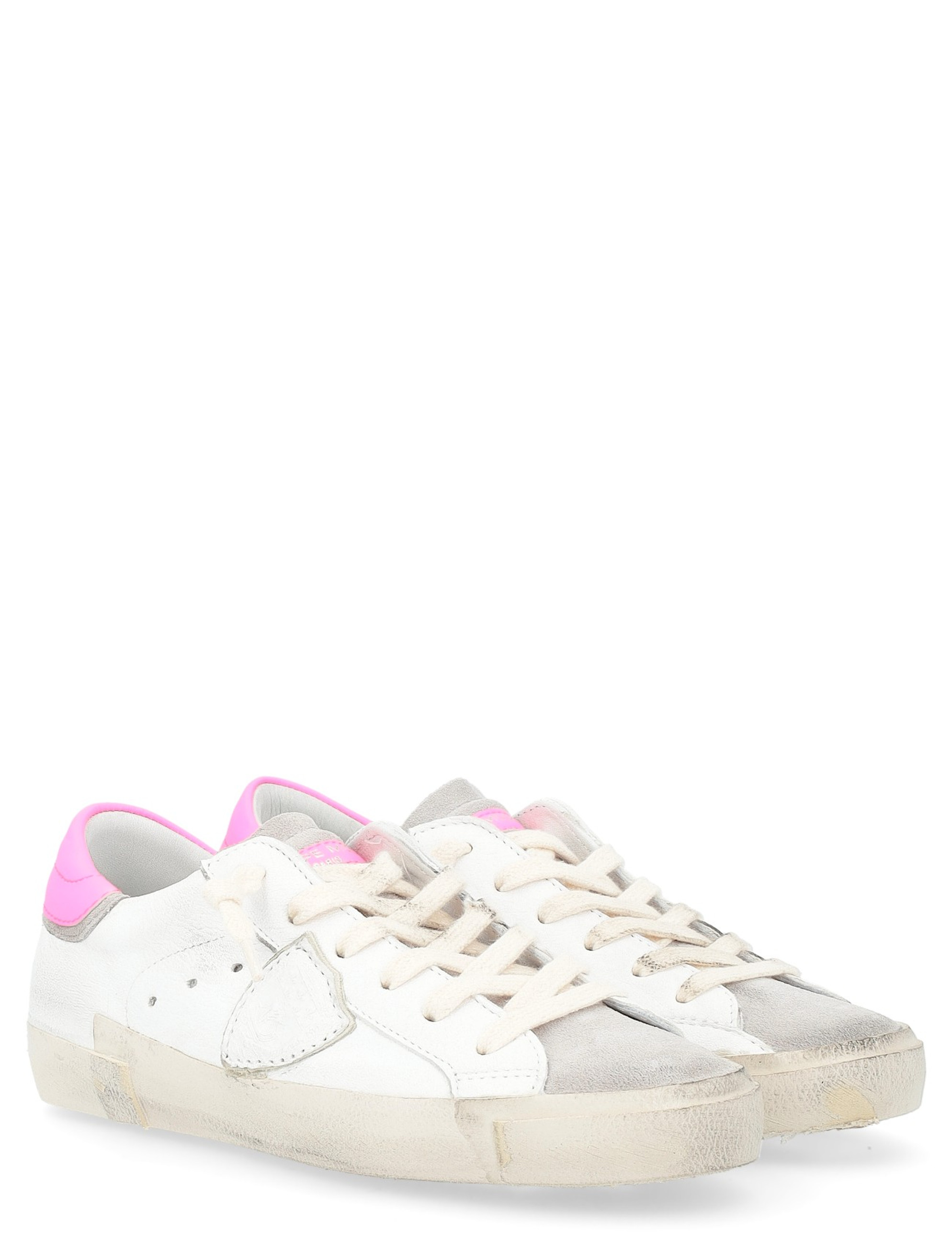 Sneaker Philippe Model Paris X in white and fluorescent pink