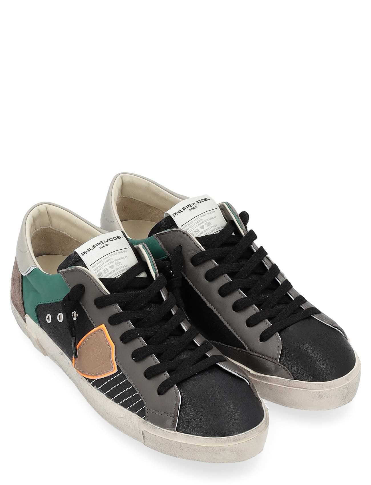 Zapatilla Philippe Model Paris X negra, verde y marrón