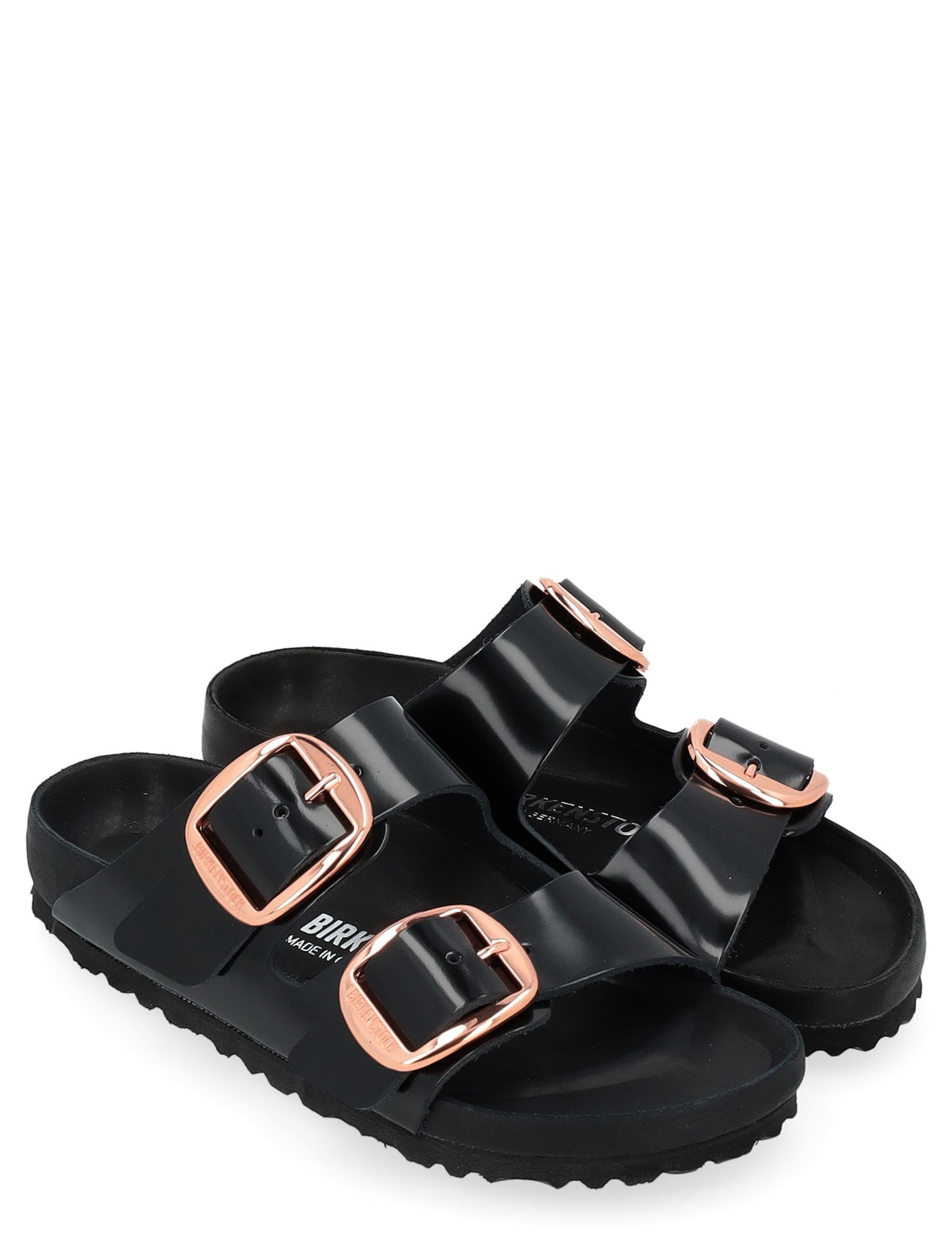 サンダル・ミュール Birkenstock Arizona Big Buckle Patent Leather Sandals Arizona Hammered Big Buckle Natural Leather Patent Zinfandel