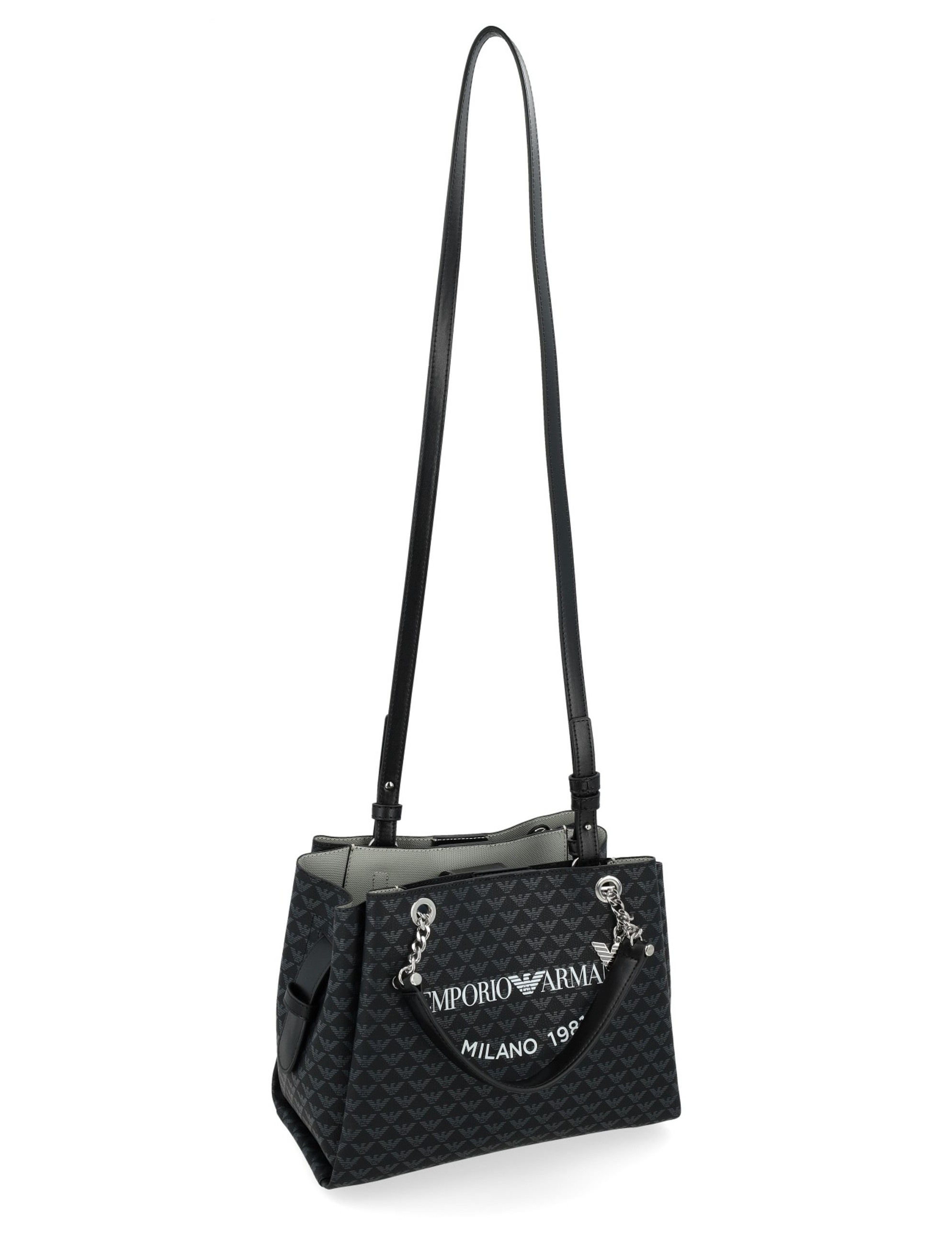 バッグ archive EMPORIO ARMANI leather hand bag Bag Emporio Armani Eagle All Over bag in black vegan leather