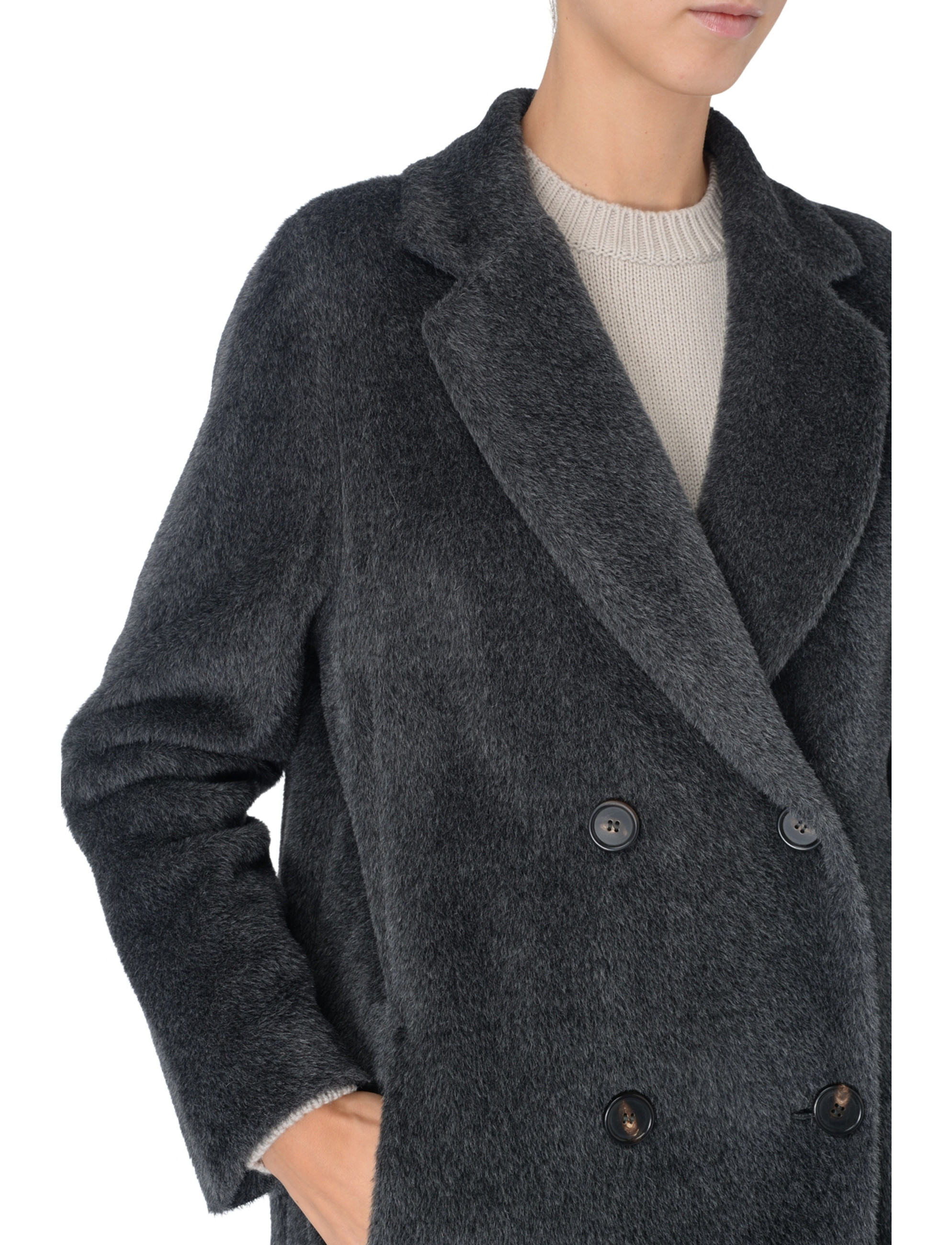 Double-breasted coat 'S Max Mara Roseto in alpaca and gray wool