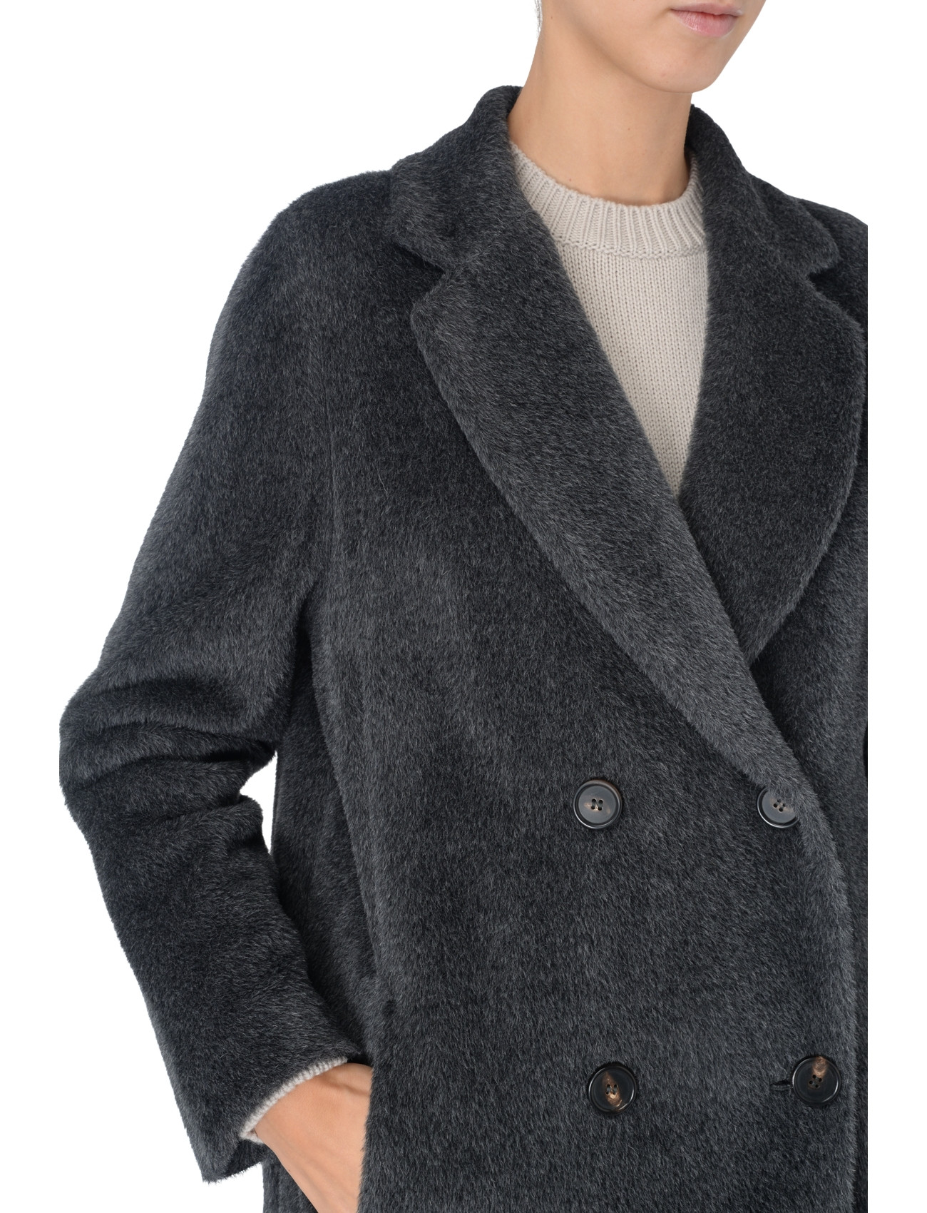Double-breasted 'S Max Mara Roseto coat in alpaca and gray wool