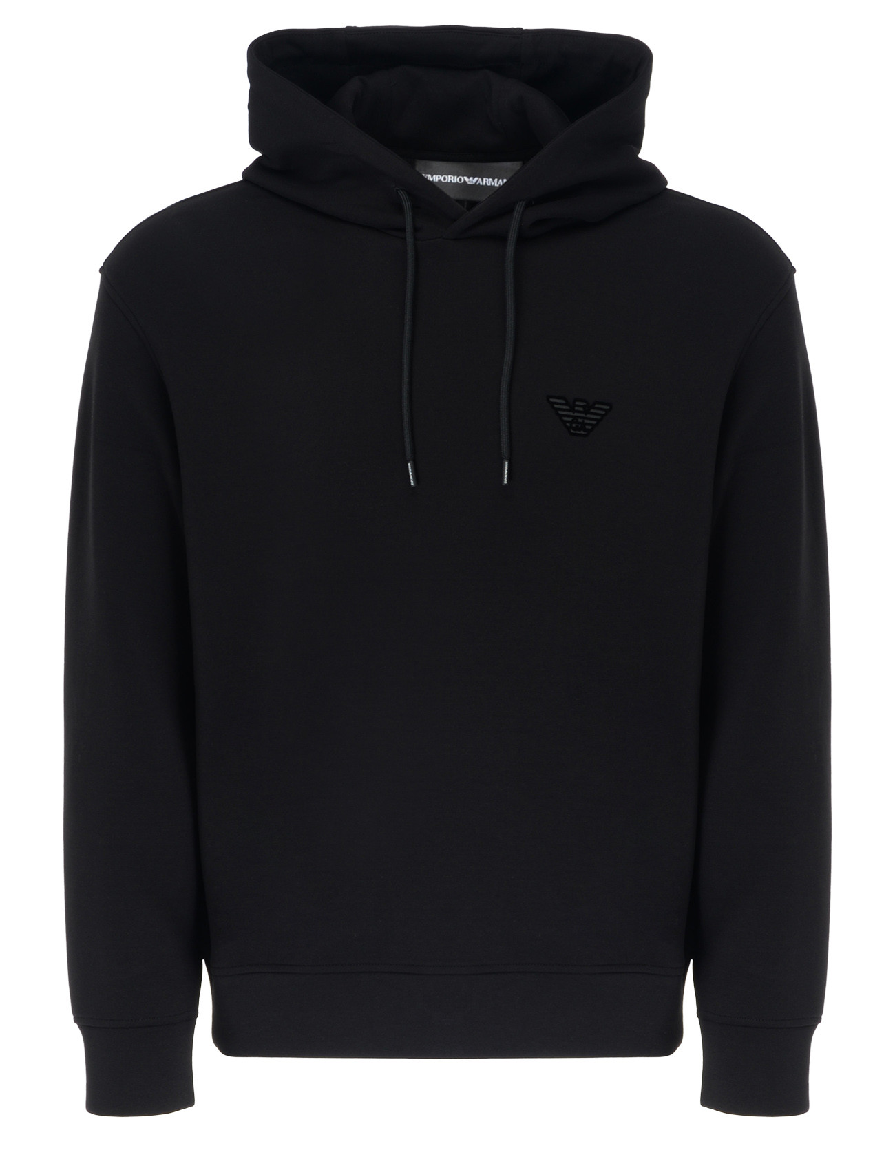 Felpa con cappuccio Emporio Armani in double jersey nera