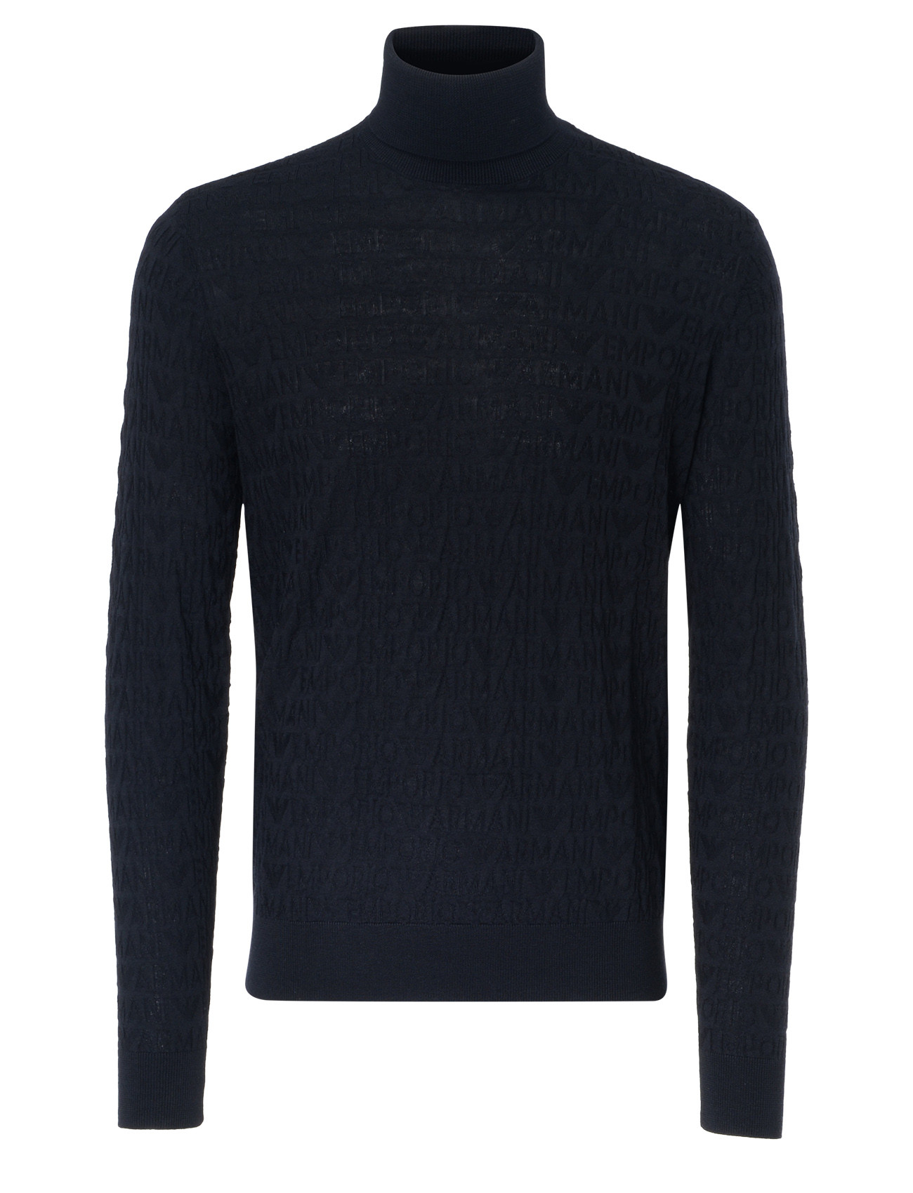 トップス EMPORIO ARMANI high neck knit sweater Emporio Armani blue Emporio Armani turtleneck sweater with monogram