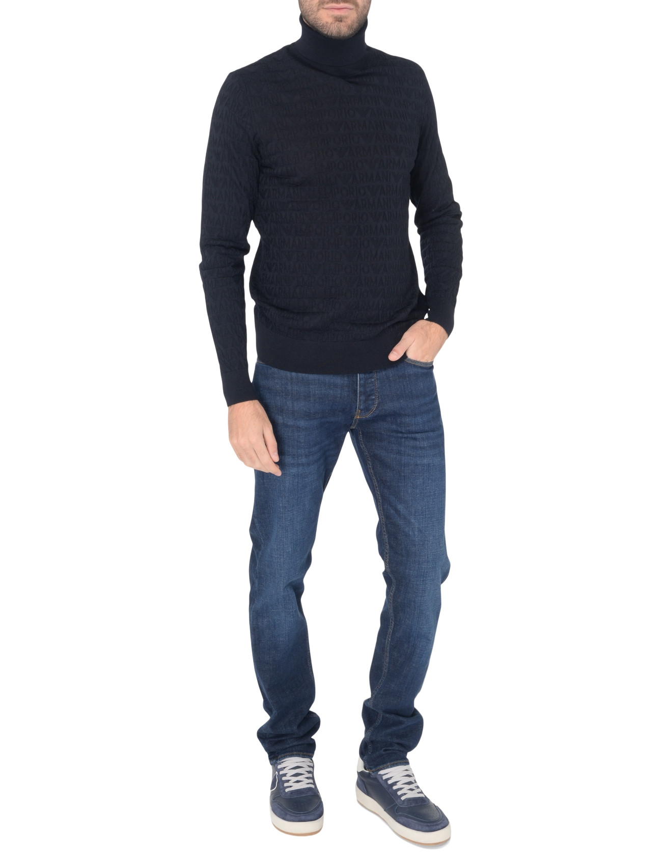 Emporio Armani blue Emporio Armani turtleneck sweater with monogram