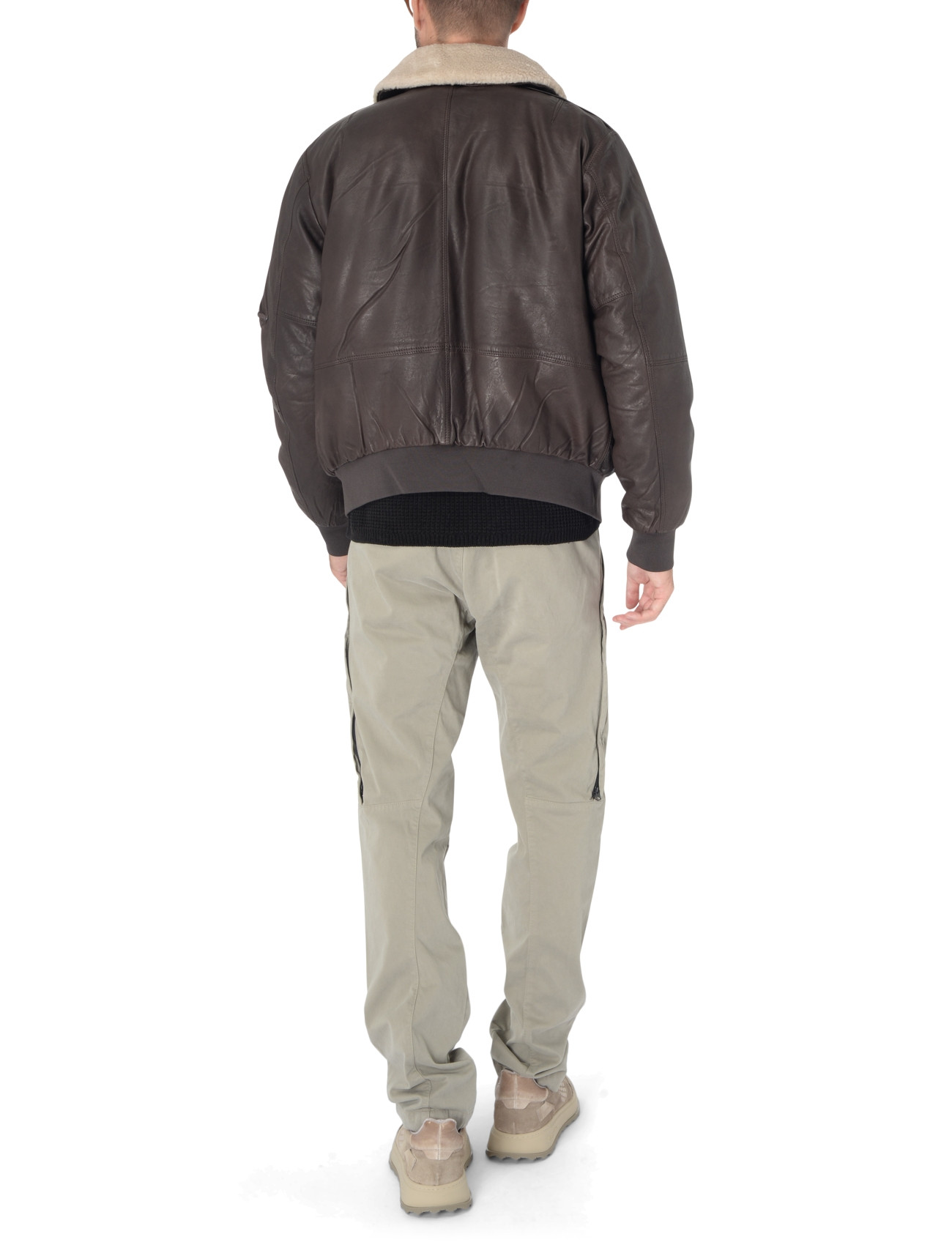 Parajumpers Josh brown leather padded jacket - Main Image