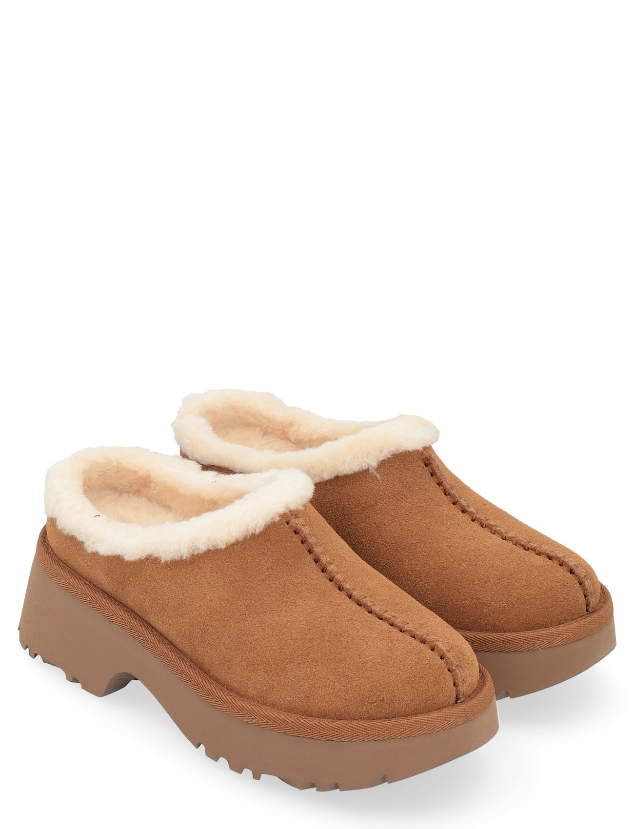 UGG New Heights Cozy leather-colored suede sabot