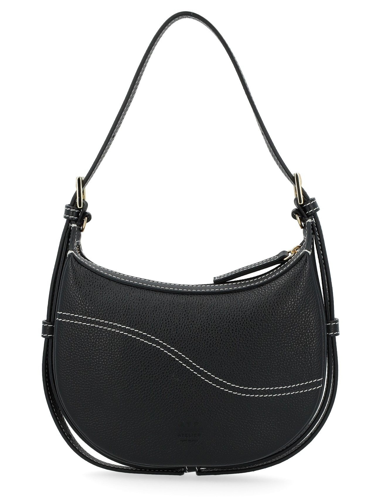 Borsa ATP Atelier Hobo Silea Mini in pelle martellata nera