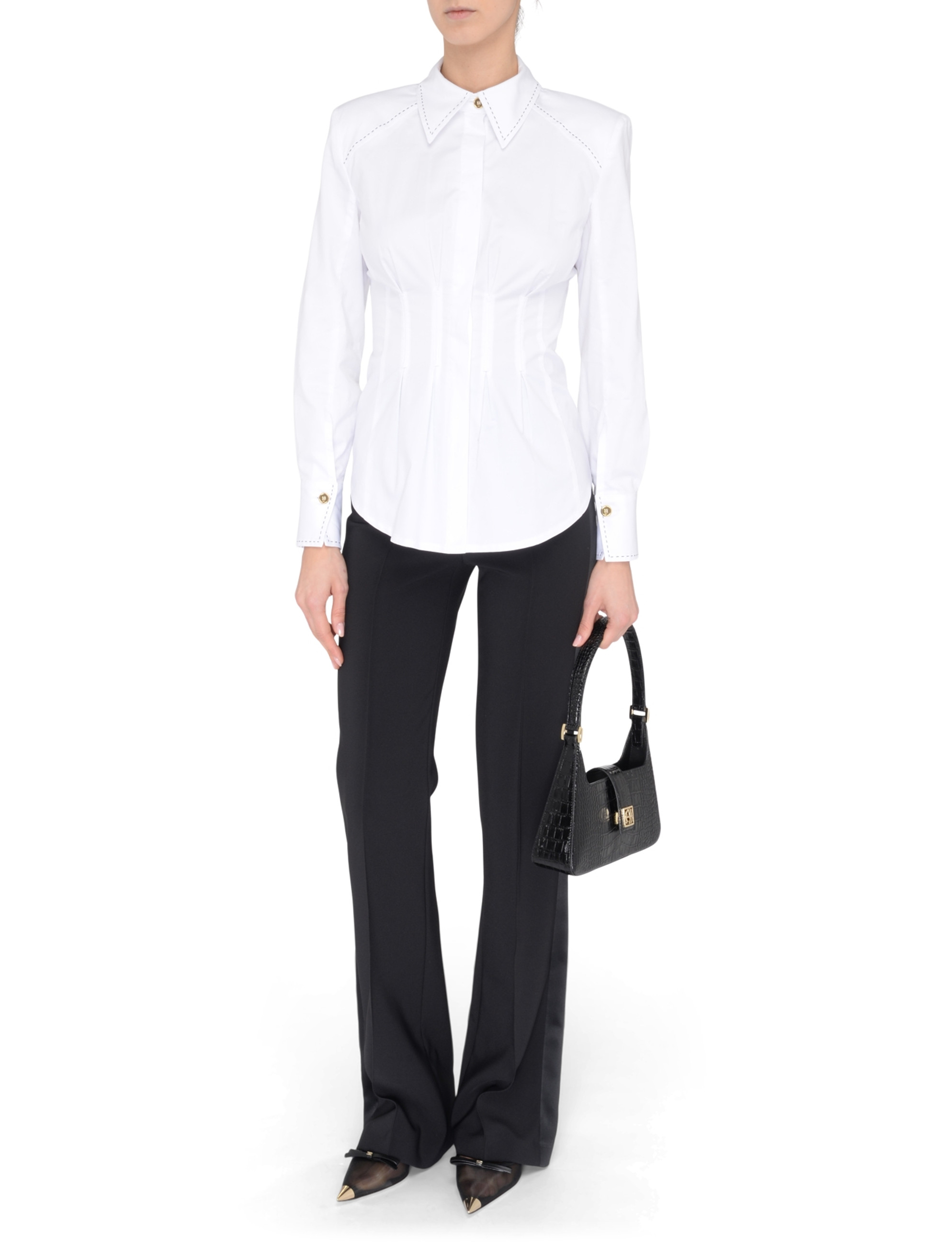 Elisabetta Franchi white satin bustier shirt | H-Brands