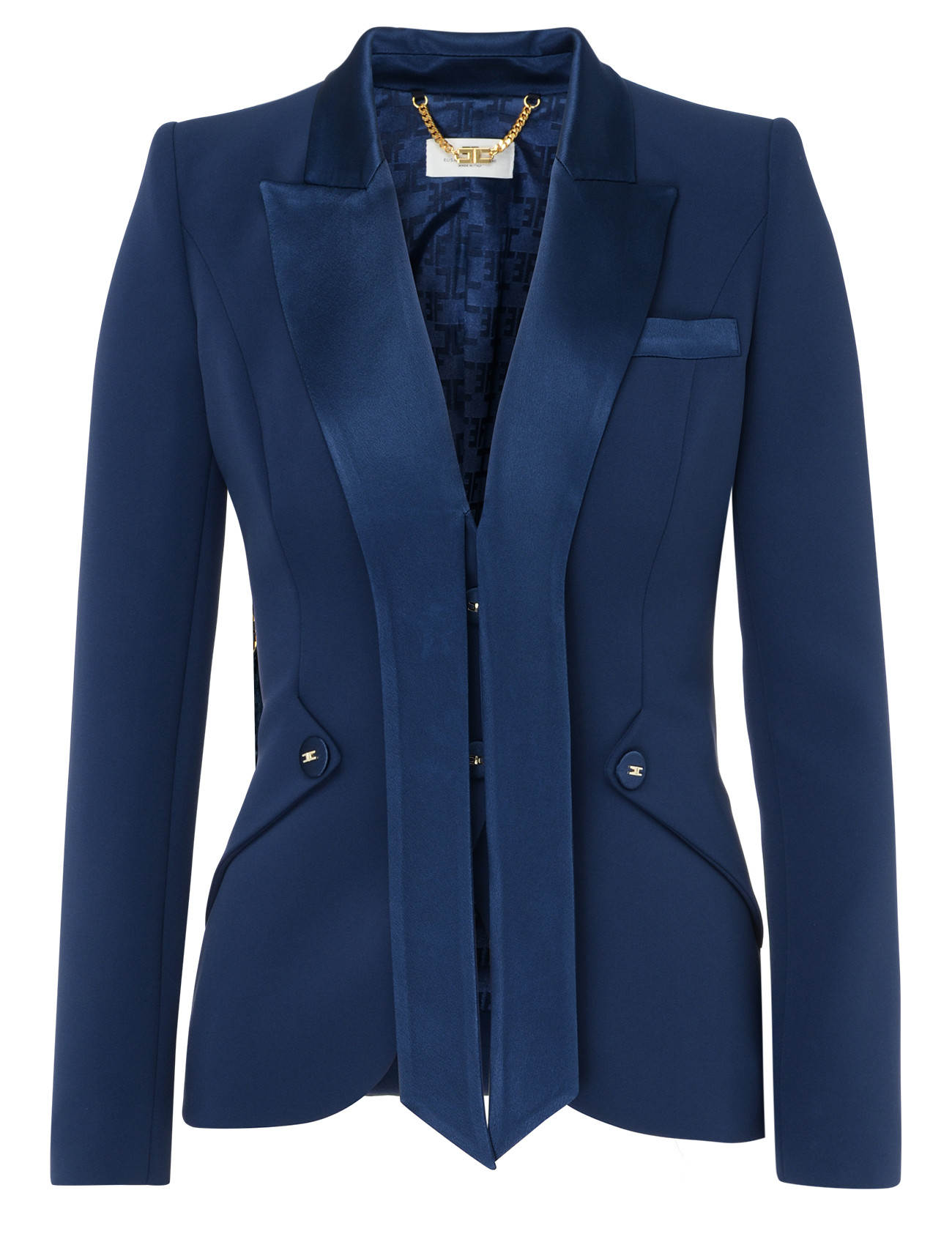 Elisabetta Franchi blue crêpe tuxedo jacket | H-Brands