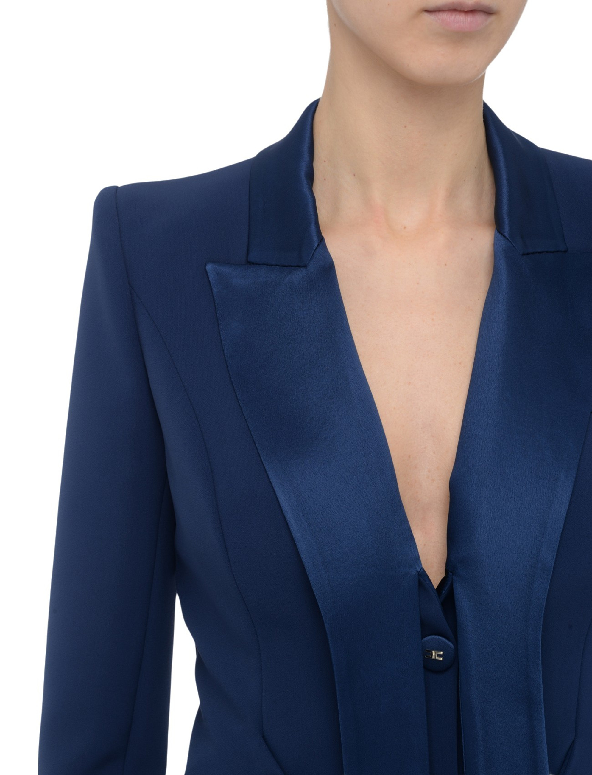 Giacca smoking Elisabetta Franchi in crêpe blu | H-Brands Giacca smoking Elisabetta Franchi in crêpe blu | H-Brands