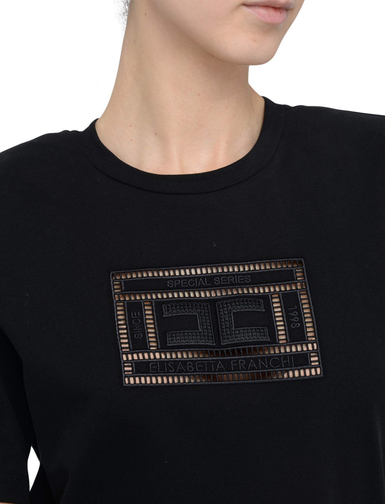 Embroidered Shirts T Shirt Logo Elisabetta Franchi Heavy Cotton