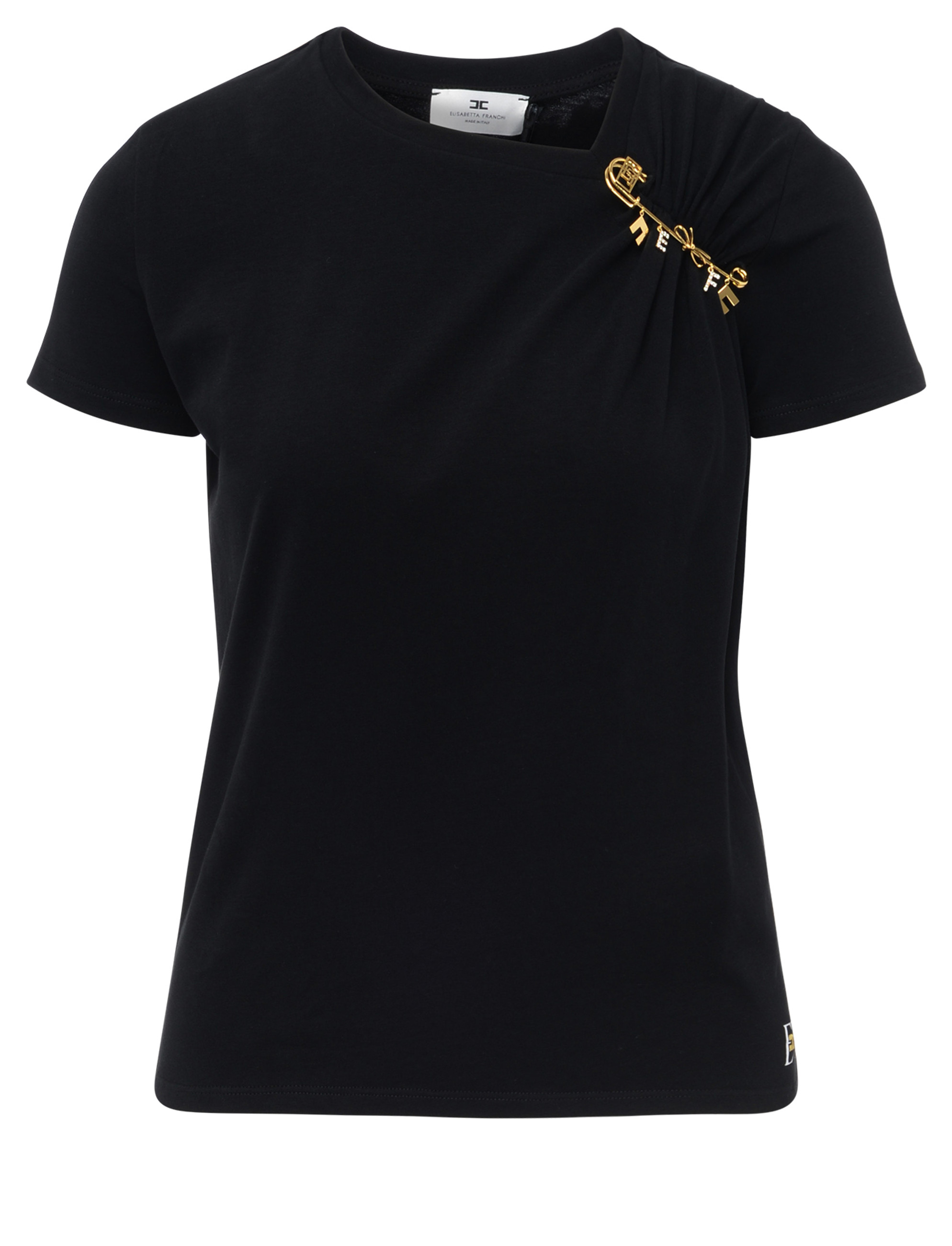 Tシャツ・カットソー ELISABETTA FRANCHI Woman T-Shirt Black MA028 110 T-shirt Elisabetta Franchi in cotone nera | H-Brands