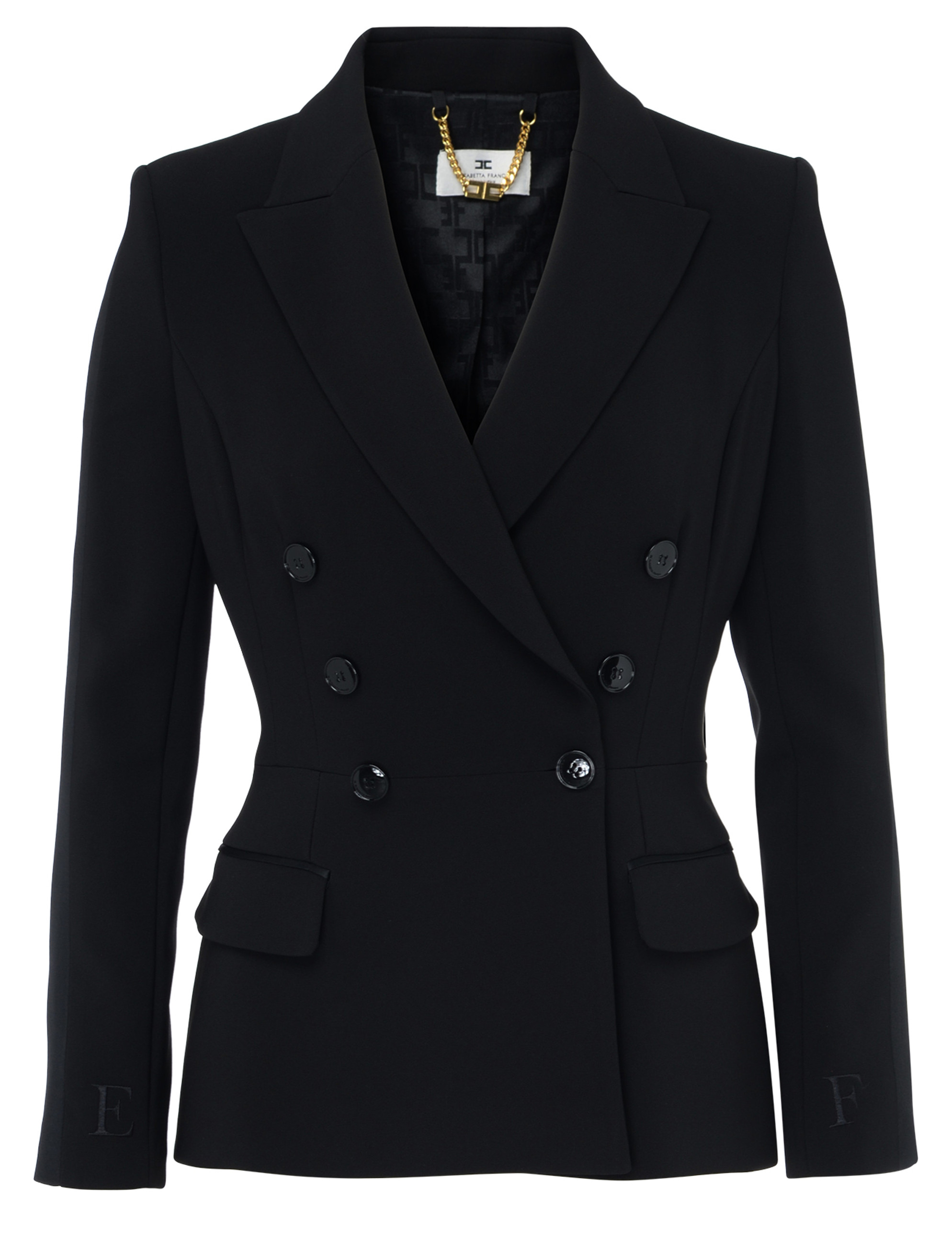 ジャケット ELISABETTA FRANCHI JACKET (GI14351E2 110) Giacca Elisabetta Franchi in crêpe e raso nera | H-Brands