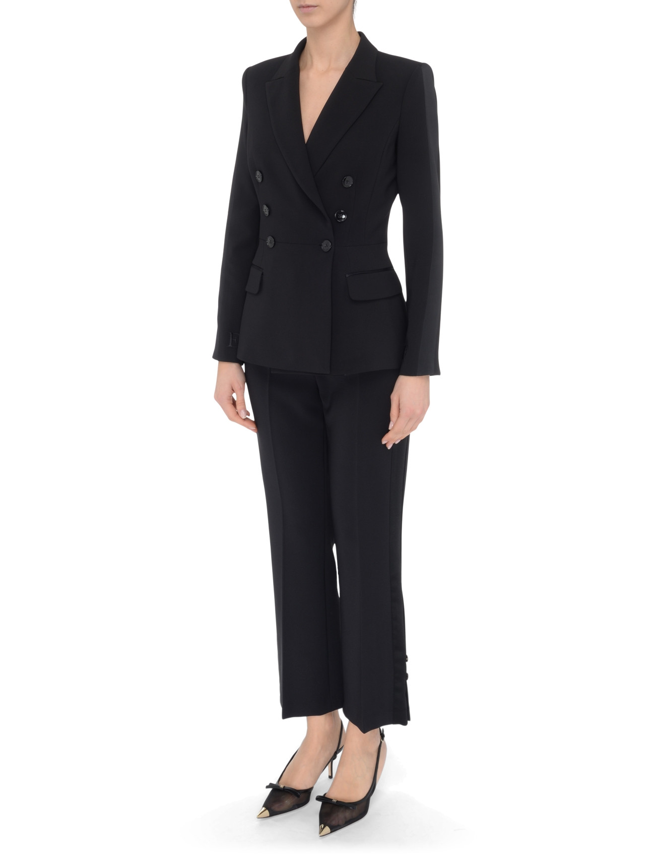 Elisabetta Franchi ブラック テーラードジャケット 38 Elisabetta Franchi jacket Elisabetta Franchi black crepe and satin