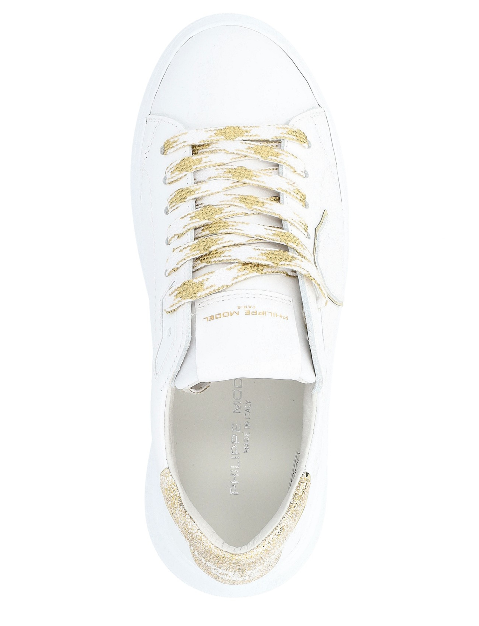 スニーカー PHILIPPE MODEL PARIS BTLD VG12 Sneakers temple leather Sneaker Philippe Model Temple white and gold leather | H-Brands