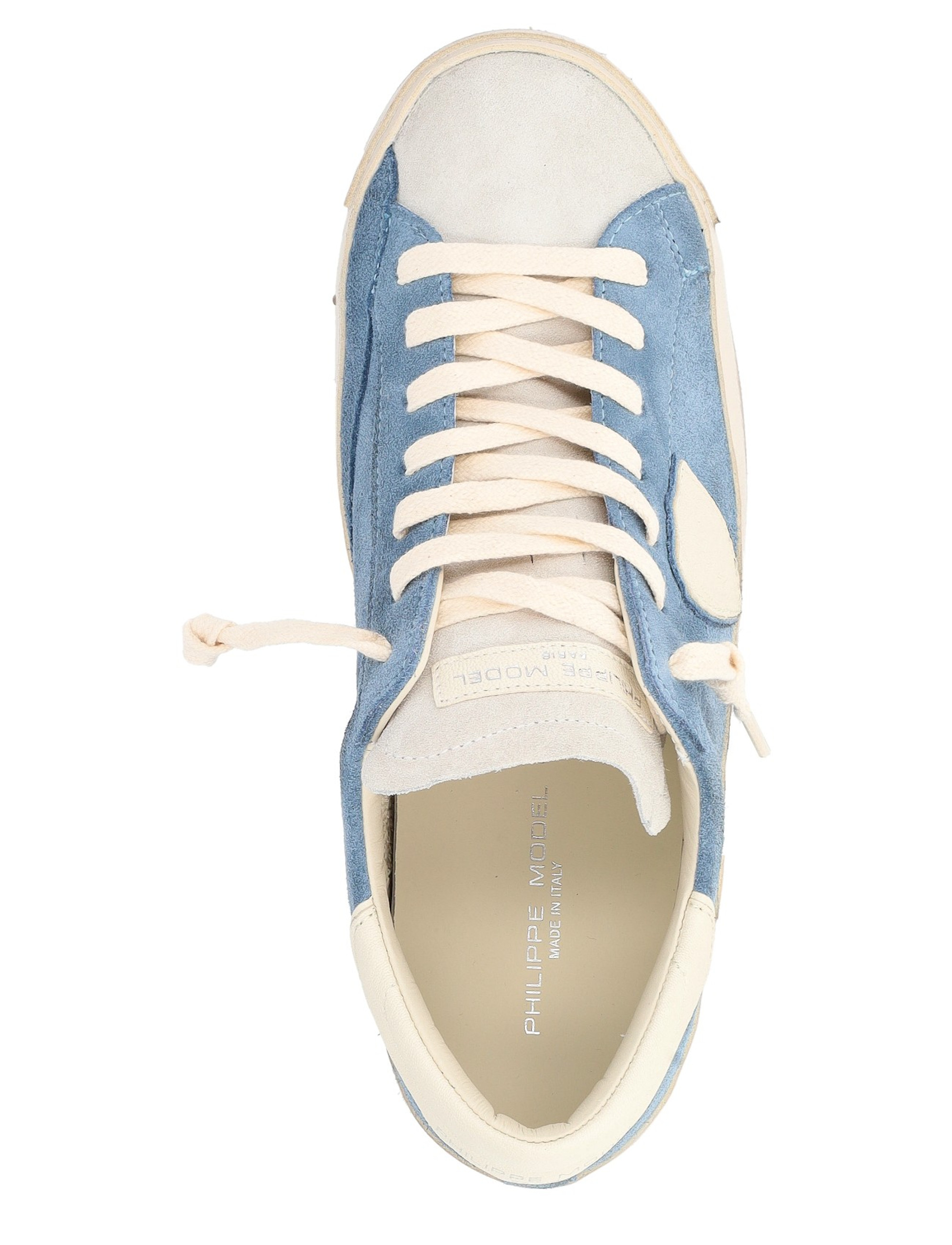 スニーカー PHILIPPE MODEL PARIS PRSX LOW MAN SNEAKERS (PRLU XS10 XS10) Sneaker Philippe Model Paris X in light blue and white suede