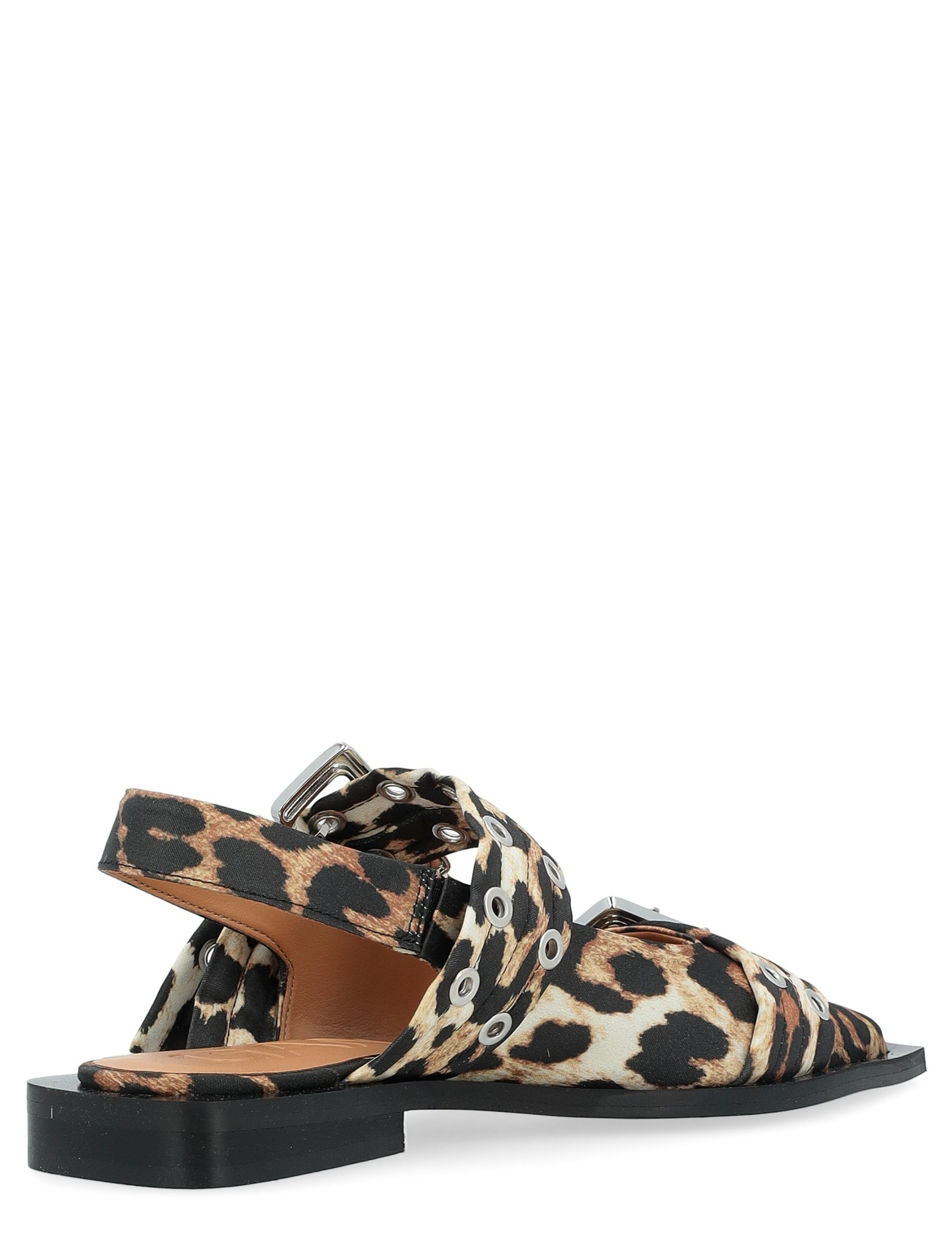 サンダル・ミュール Ganni 'Leopard Satin Feminine Buckle' slingback (S2947 943) Ballerina Ganni Feminine Buckle in satin leopardato | H-Brands