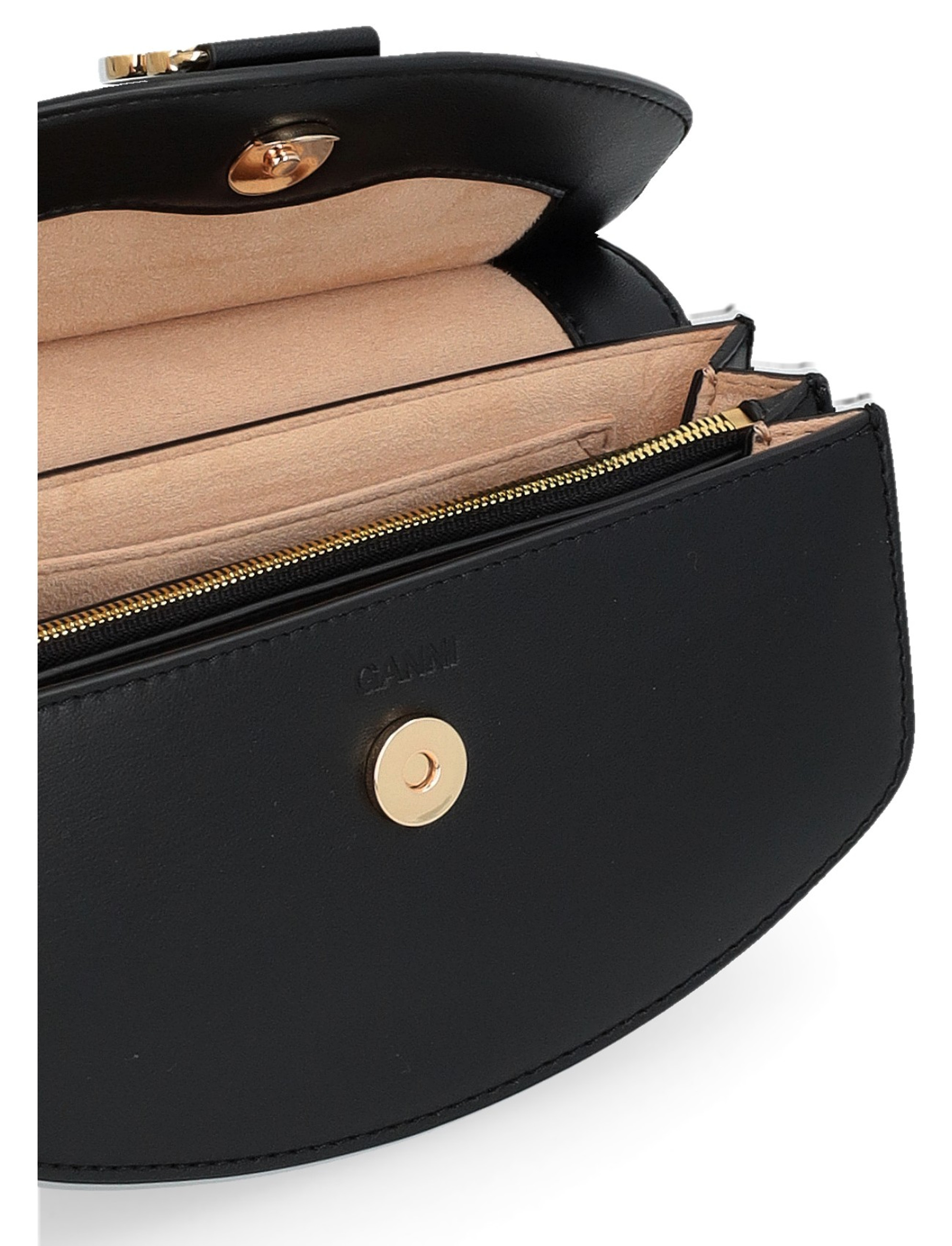 Hand bag Ganni Apo-G Mini in black leather | H-Brands