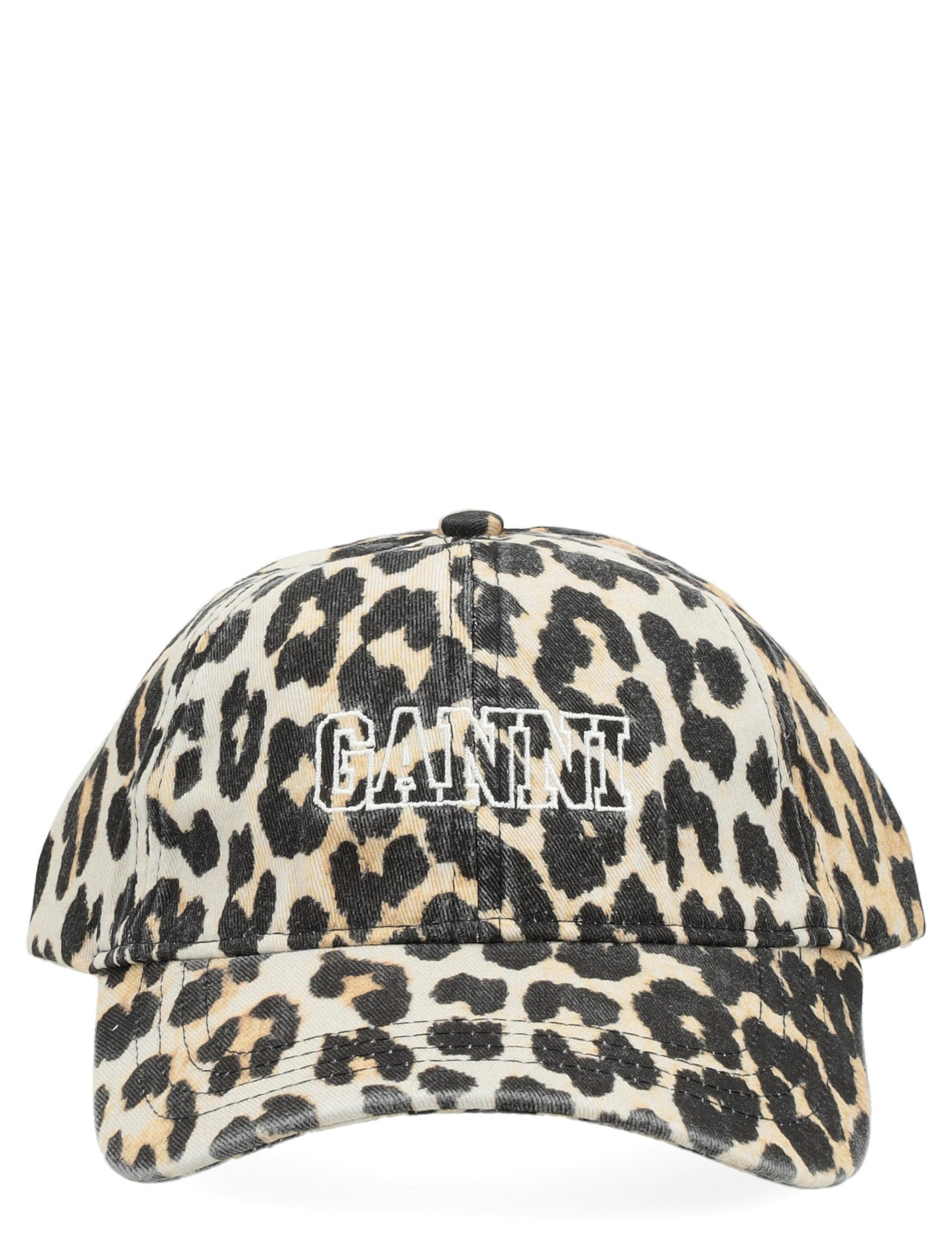Cap Ganni in animal-print cotton