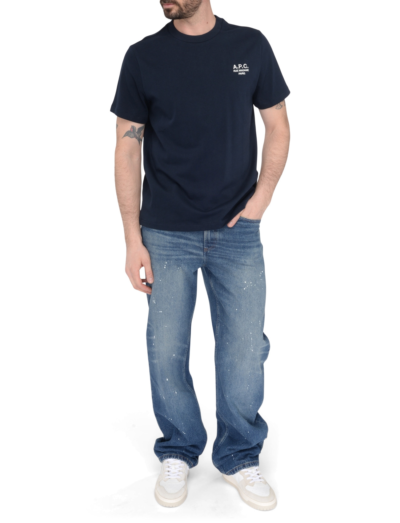 A.P.C. blue A.P.C. T-shirt with white logo | H-Brands