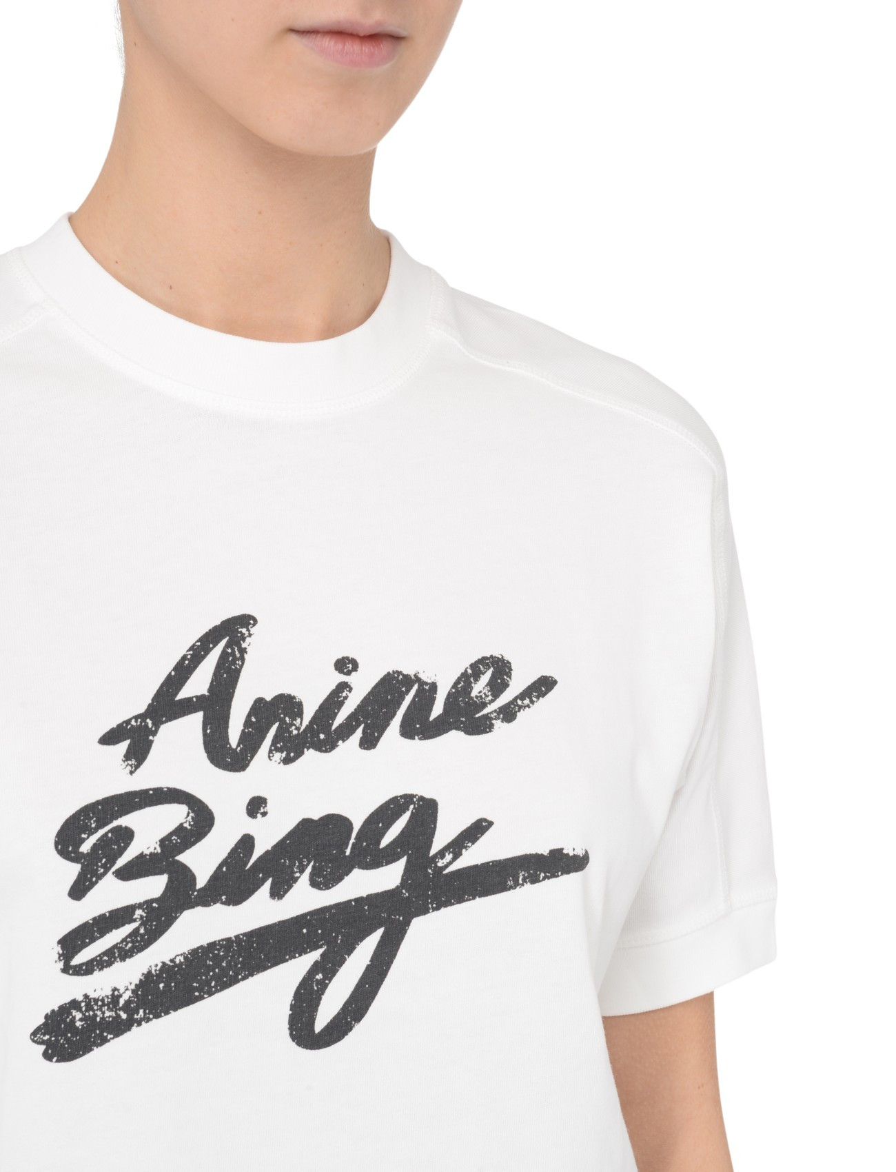 Anine Bing T-shirt Anine Bing ivory and black cotton | H-Brands