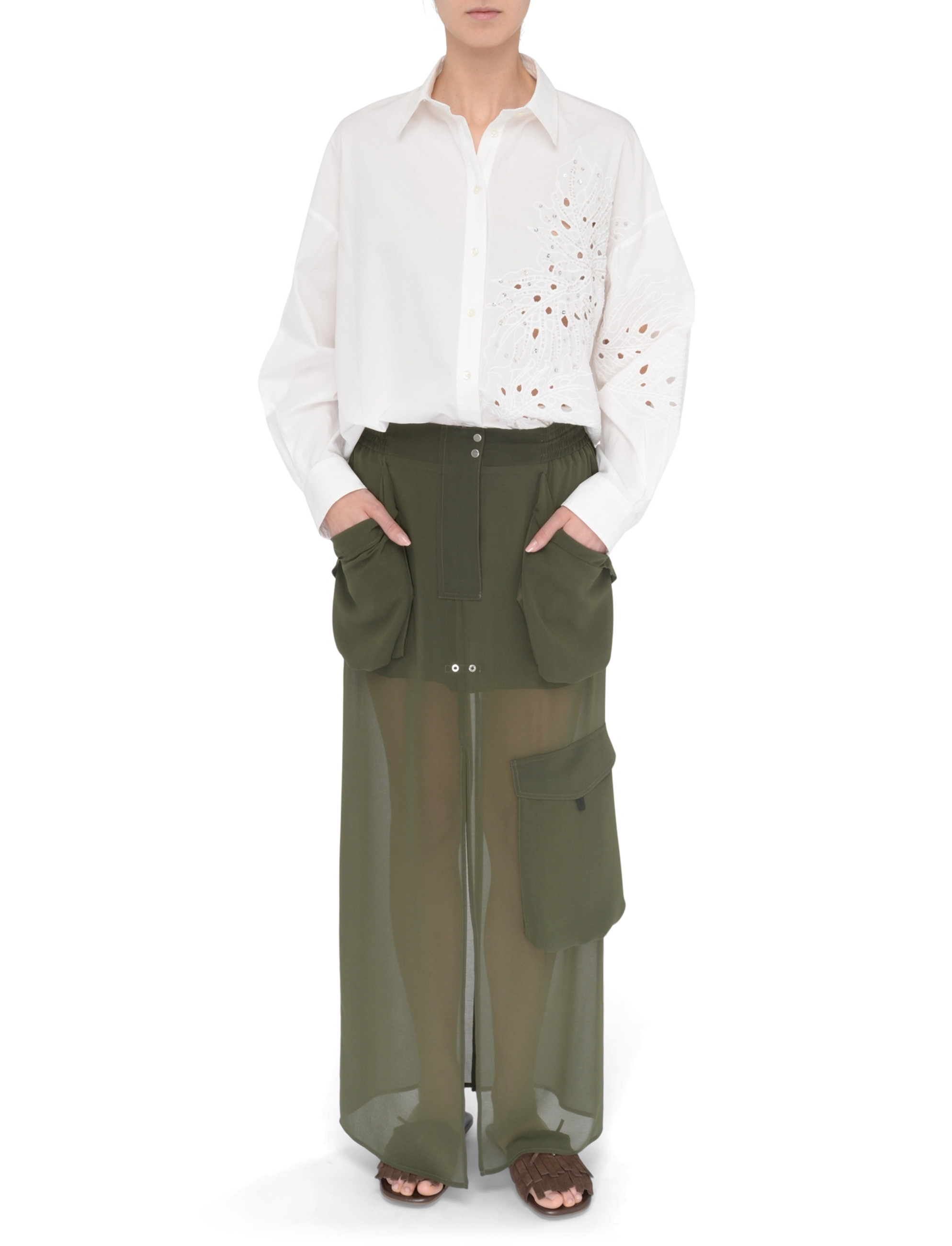 Long skirt Pinko in green georgette | H-Brands Long skirt Pinko in green georgette | H-Brands