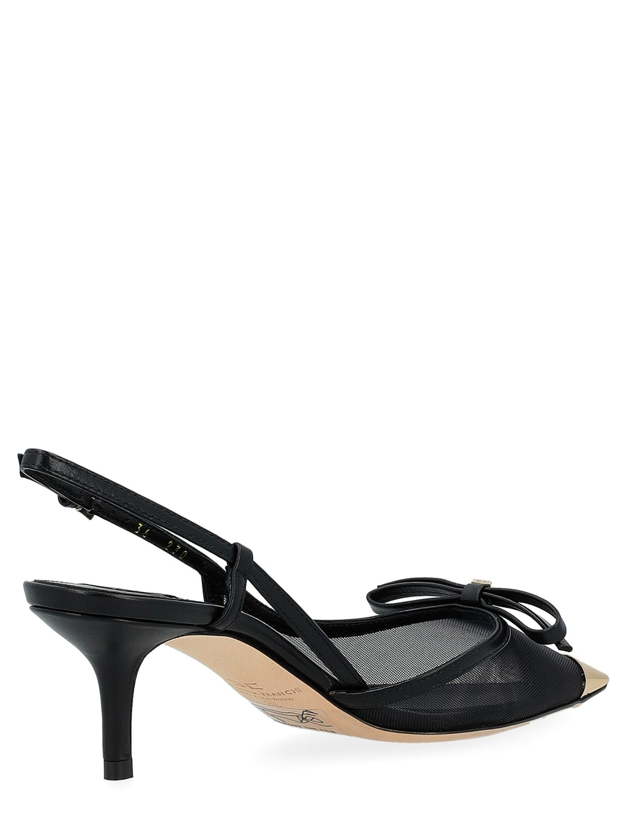 サンダル・ミュール ELISABETTA FRANCHI Nappa leather slingback with satin bow Elisabetta Franchi Nappa Leather Slingback With Satin Bow in