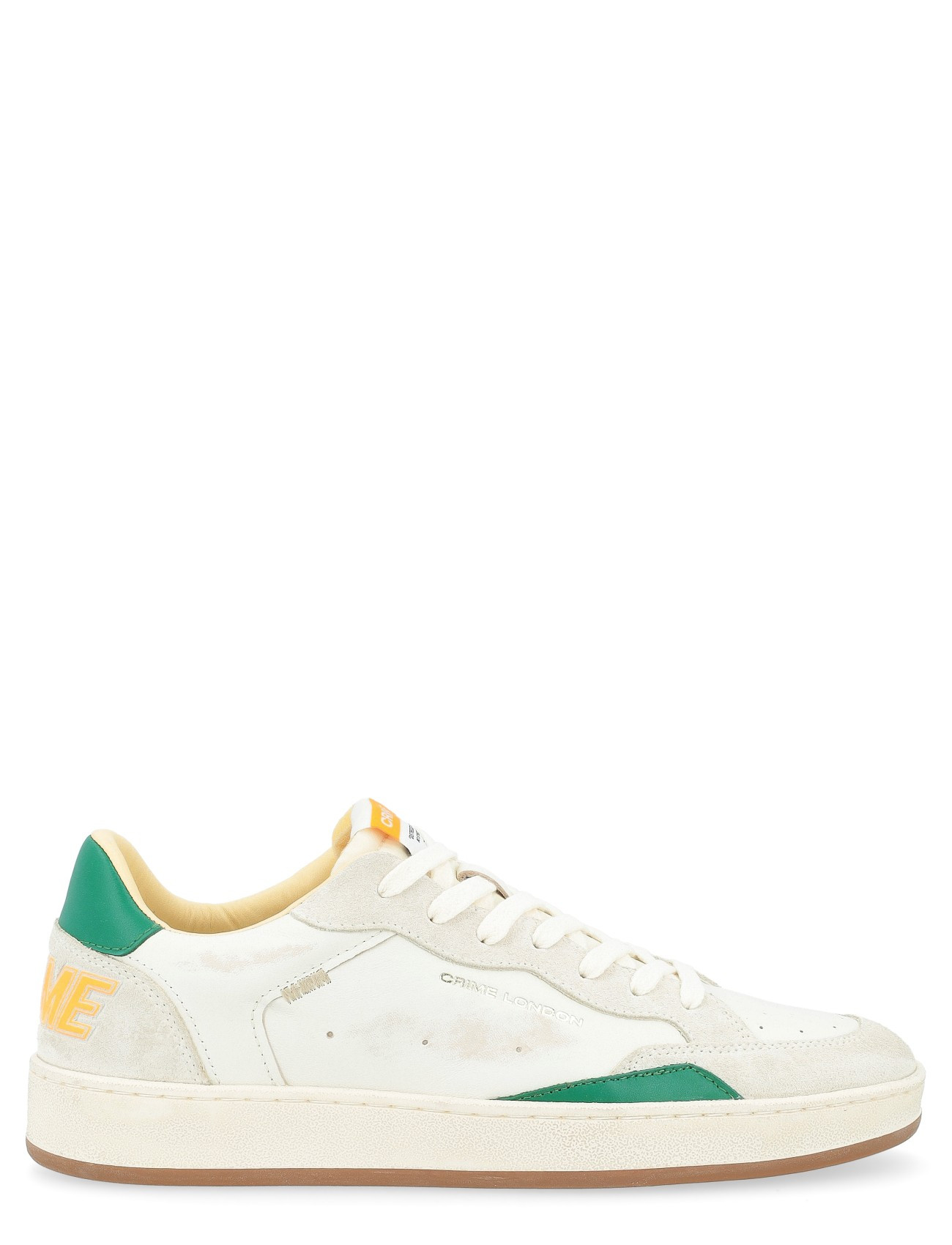 Crime London Sneakers in White and Green Leather | H-Brands