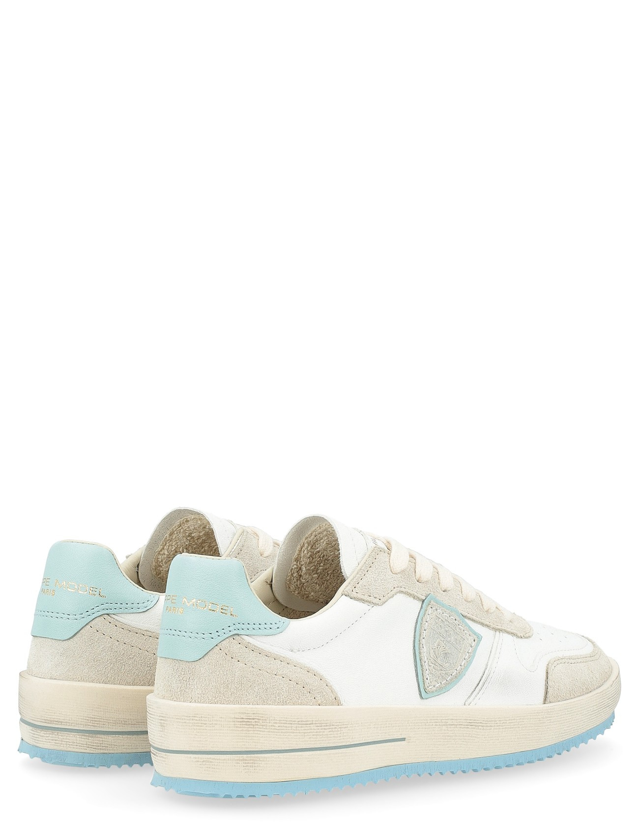 Philippe Model Nice white and blue leather sneaker H-Brands