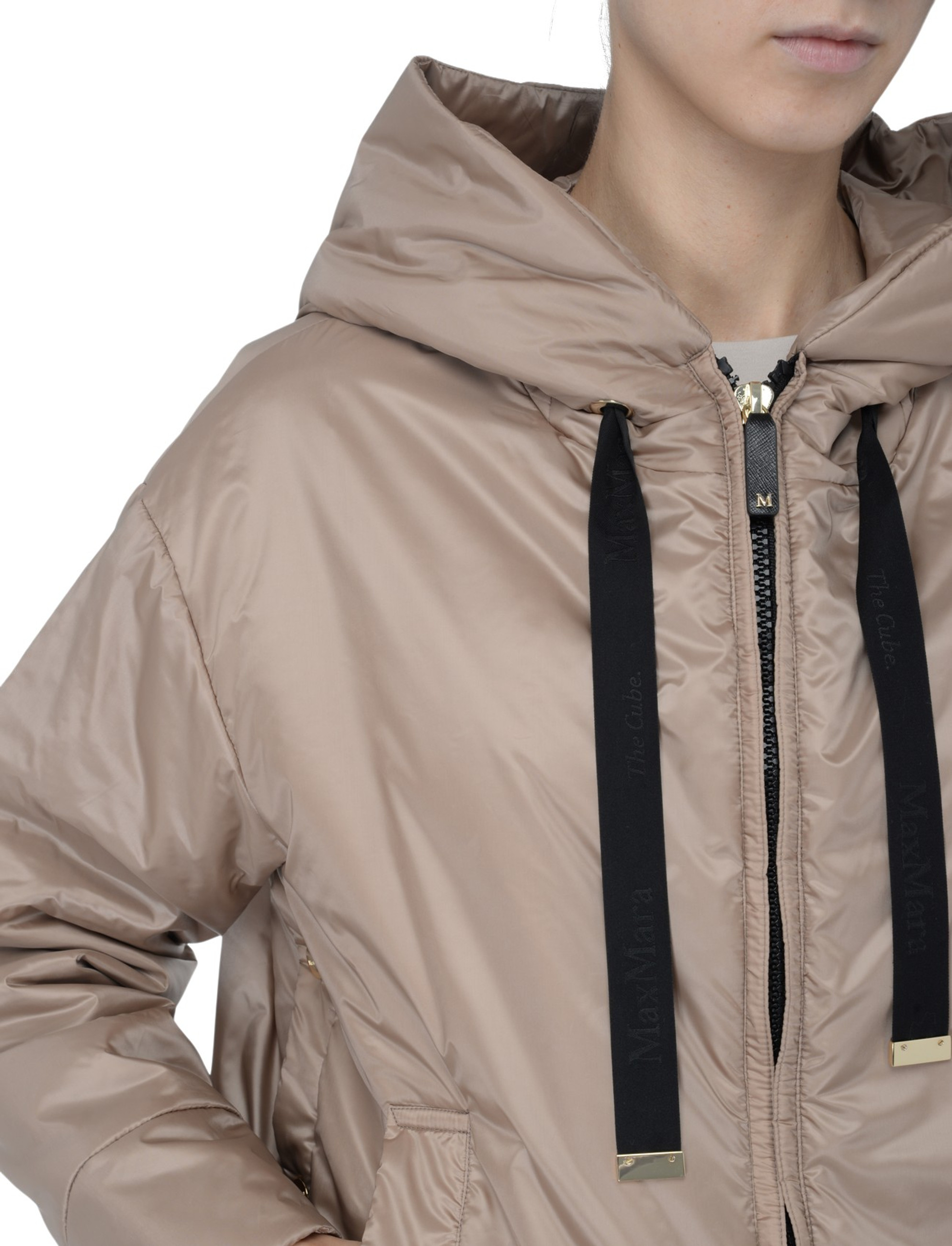 Max Mara The Cube Daria padded sweatshirt in camel canvas Max Mara The Cube Daria padded sweatshirt in camel canvas