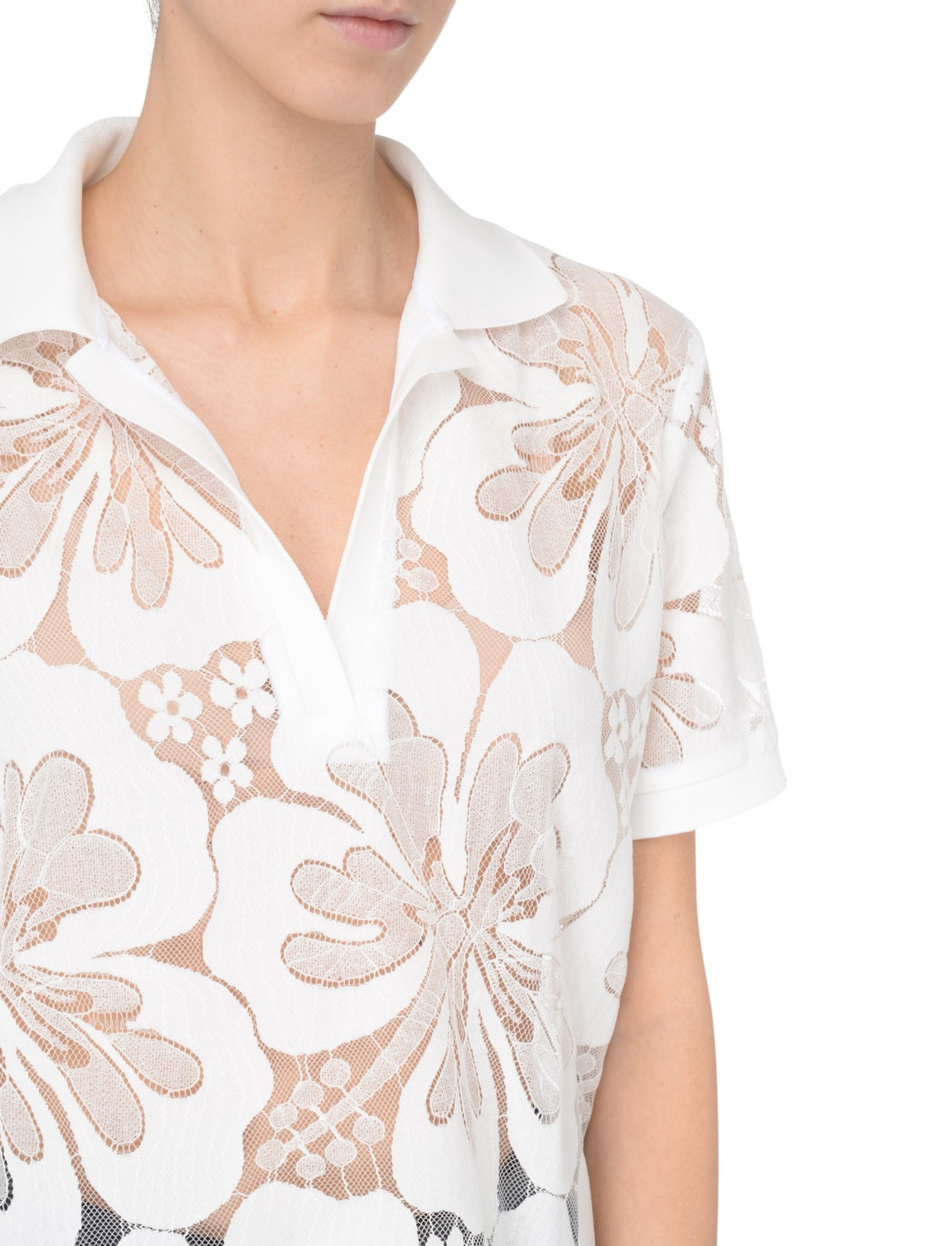 Max Mara Studio Romeo polo shirt in white lace | H-Brands Max Mara Studio Romeo polo shirt in white lace | H-Brands