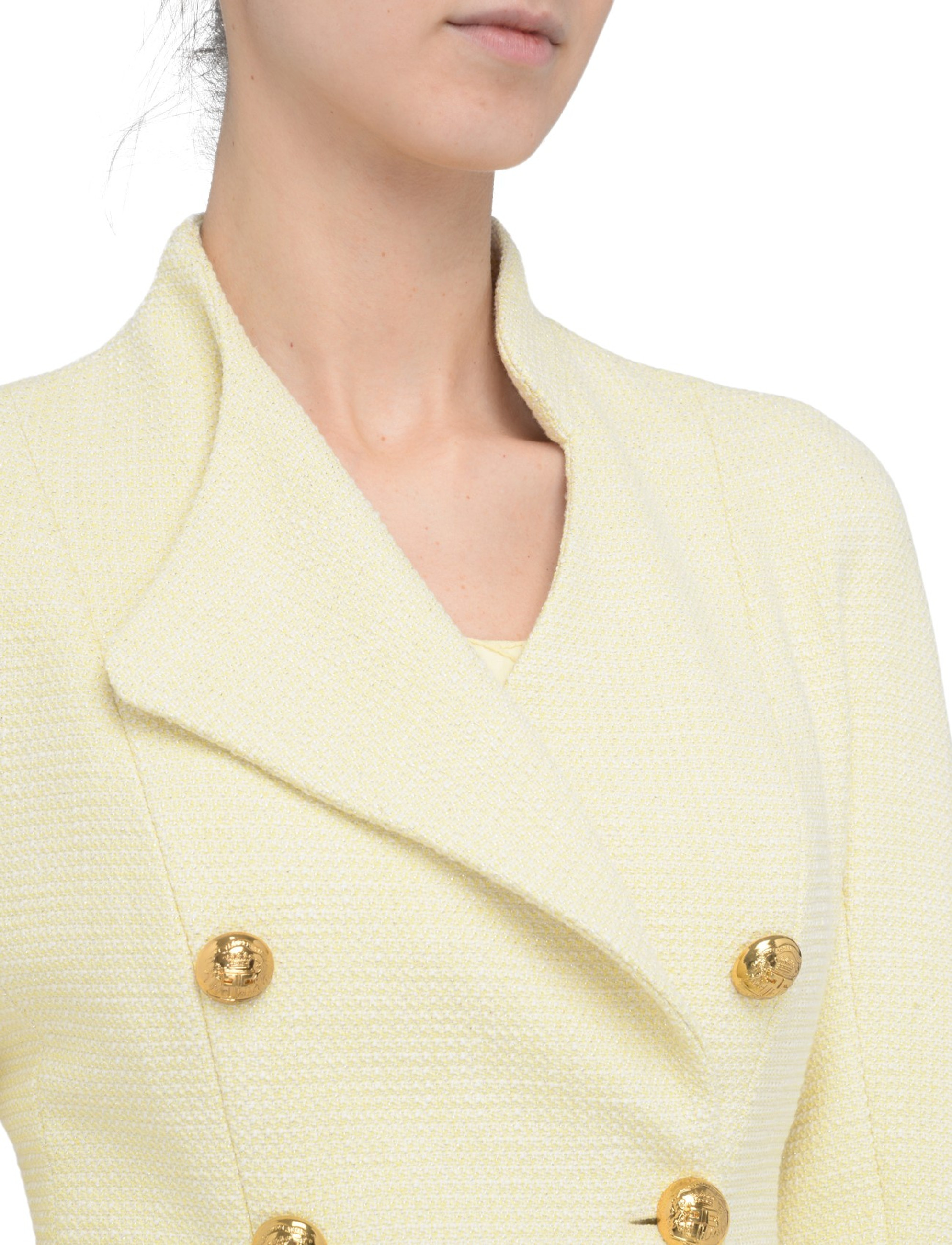 ジャケット ELISABETTA FRANCHI Woman Jacket Yellow GI161 DC7 Elisabetta Franchi yellow tweed jacket | H-Brands