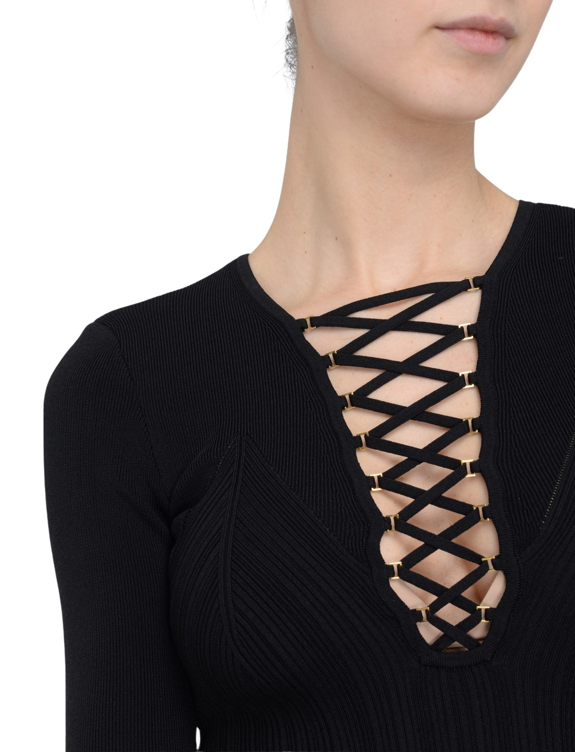 Elisabetta Franchi black knit top with laces | H-Brands