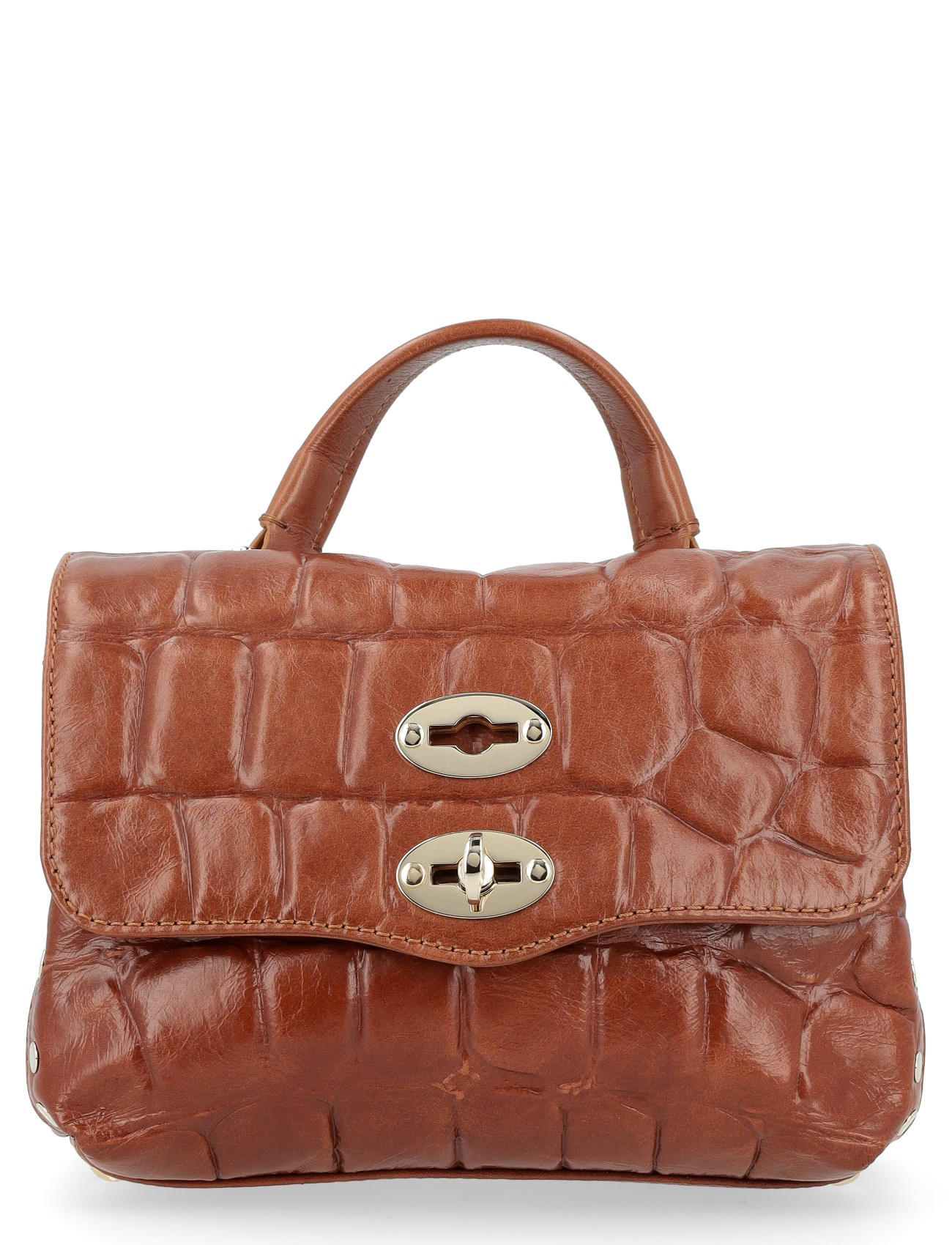 Zanellato Baby Bag in Brown Crocodile-Print Leather | H-Brands