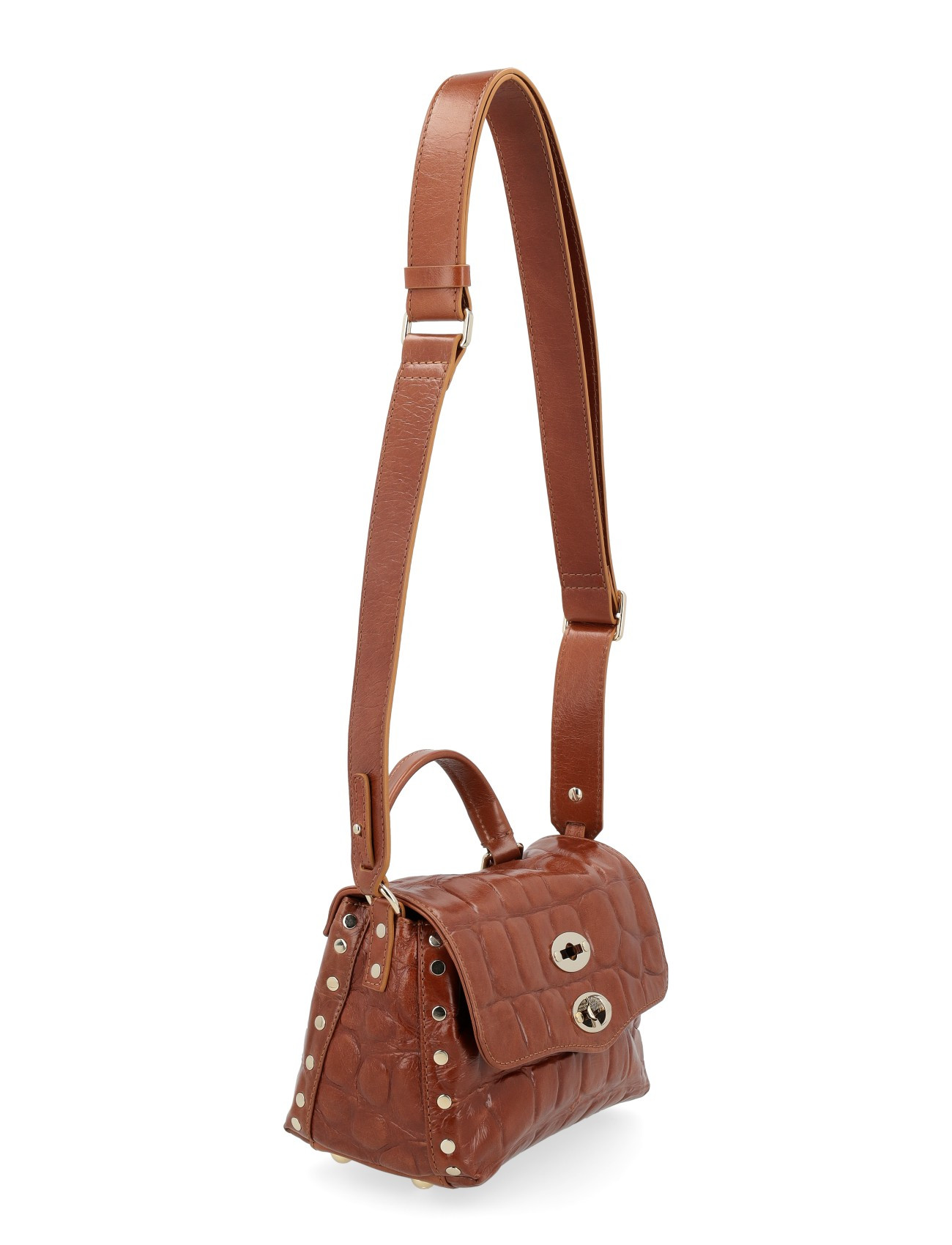 Zanellato Baby Bag in Brown Crocodile-Print Leather | H-Brands