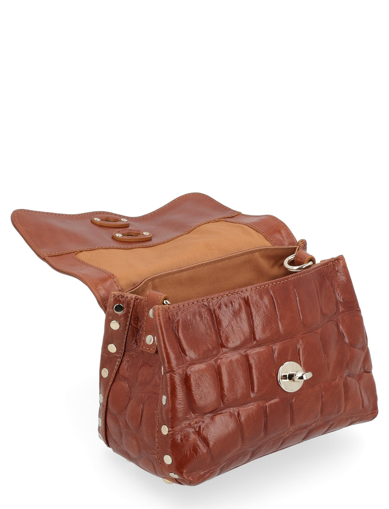 Zanellato Baby Bag in Brown Crocodile-Print Leather | H-Brands