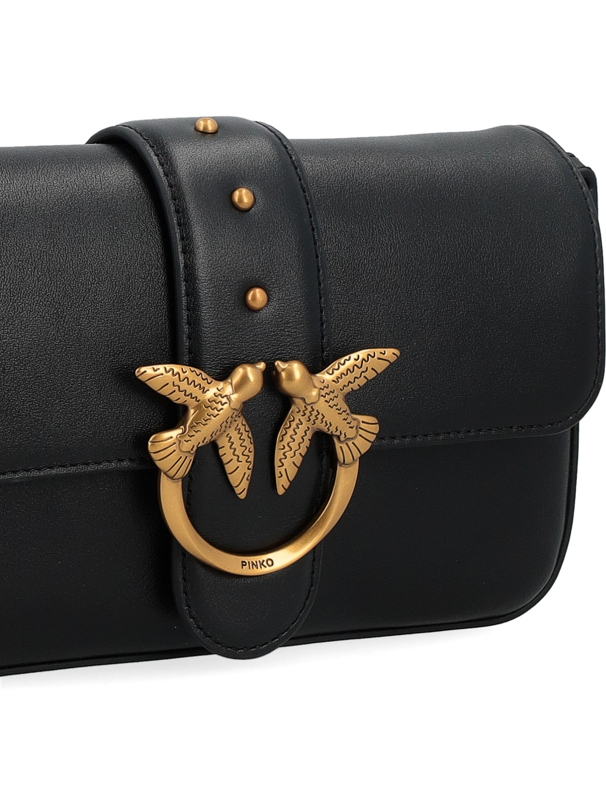 Pinko Love Bag Slouchy Mini black and gold leather bag | H