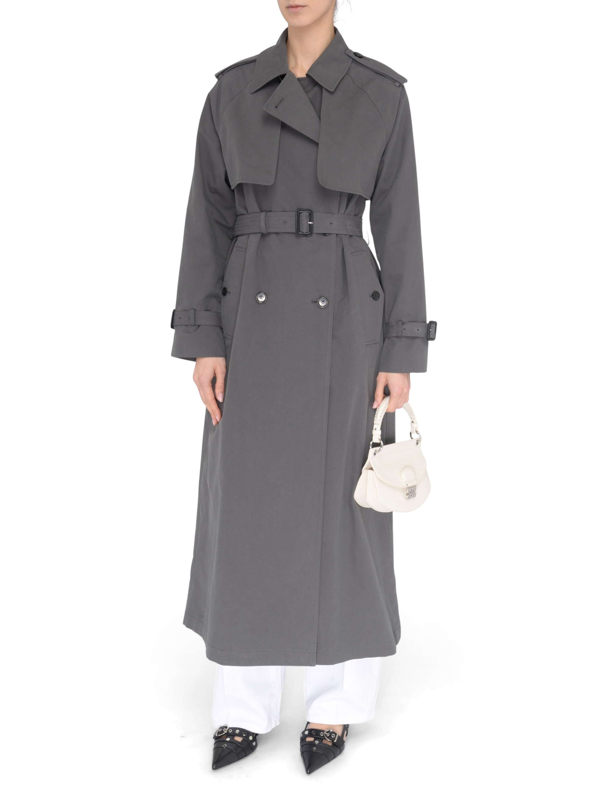 Pinko grey delavé cotton trench coat | H-Brands Pinko grey delavé cotton trench coat | H-Brands