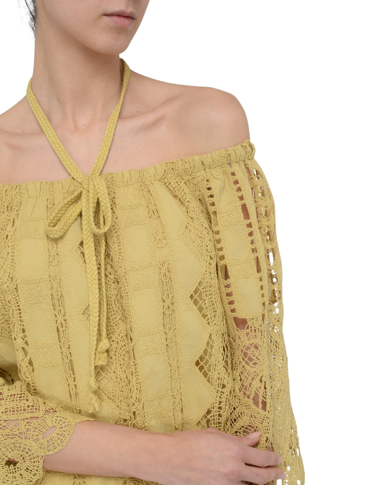 open lace back dress Long halterneck dress with animal print main image 0
