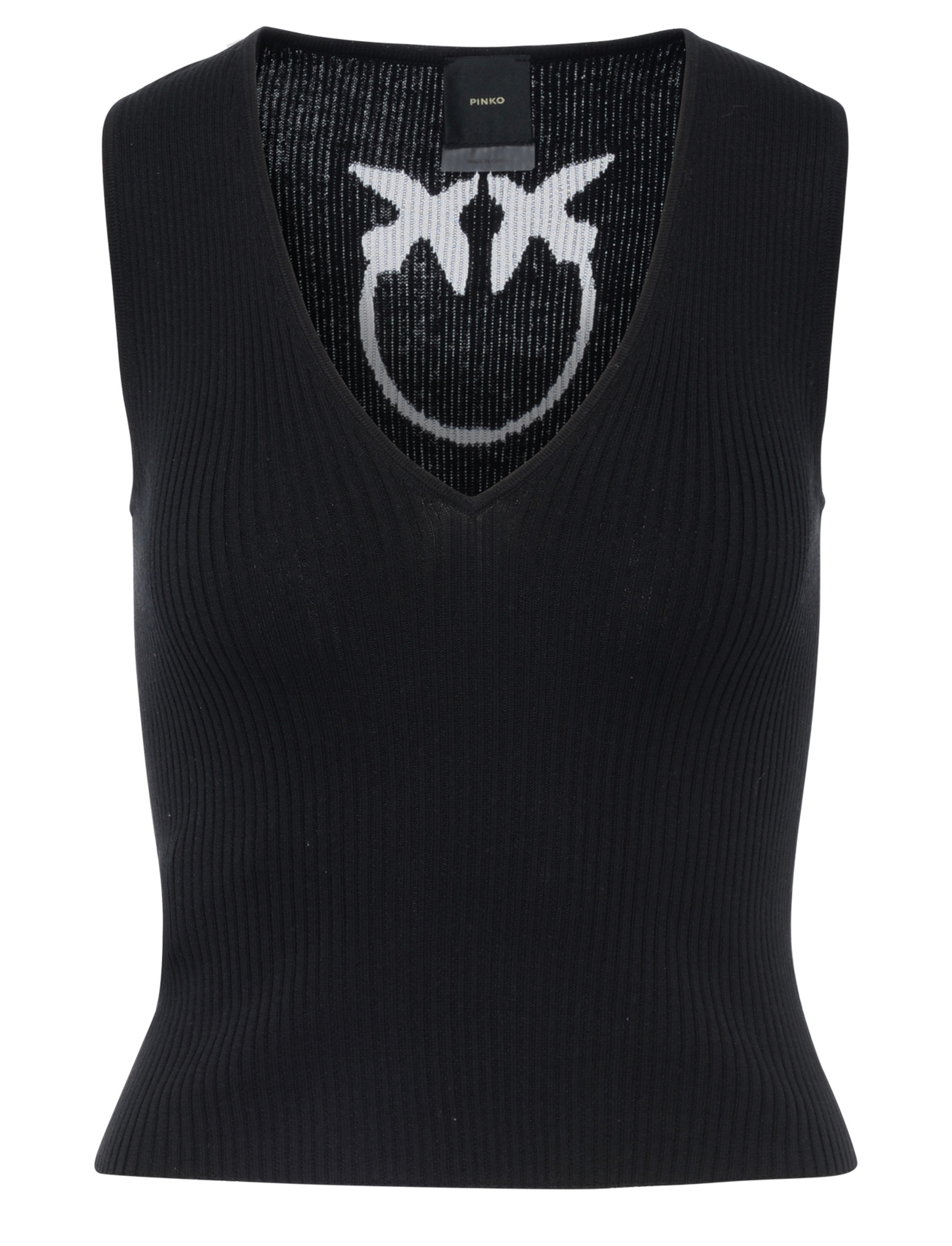 Pinko black ribbed cotton top