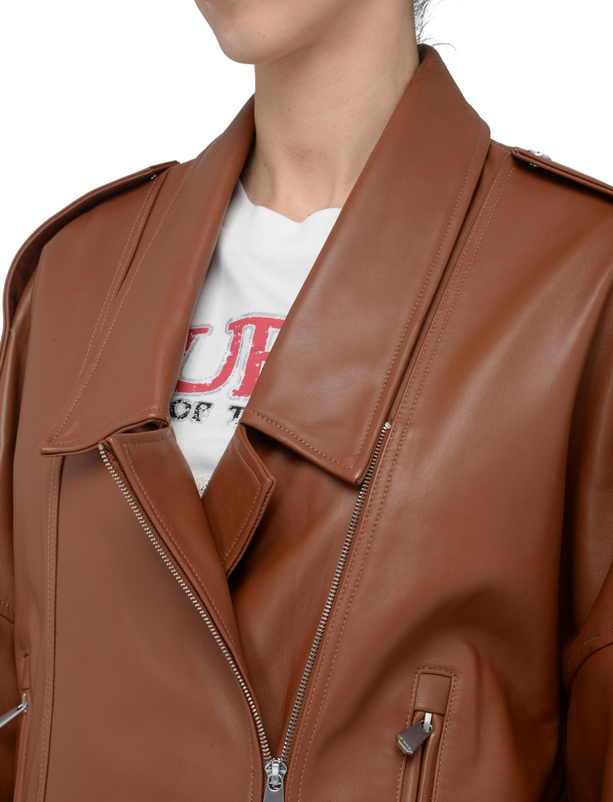 Pinko biker jacket in leather-colored nappa leather | H-Brands Pinko biker jacket in leather-colored nappa leather | H-Brands