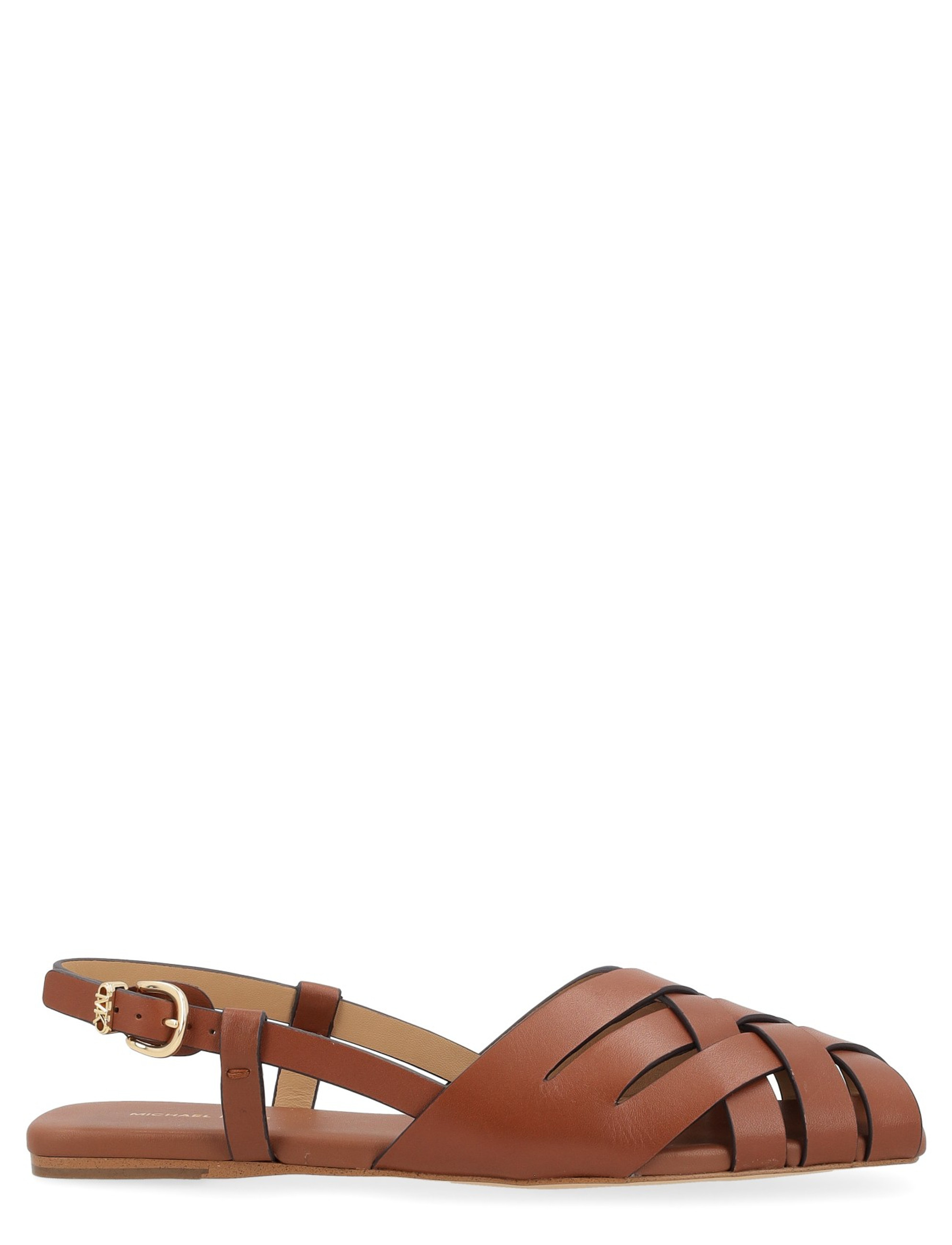 Slingback Michael Kors Irene in pelle intrecciata color cuoio