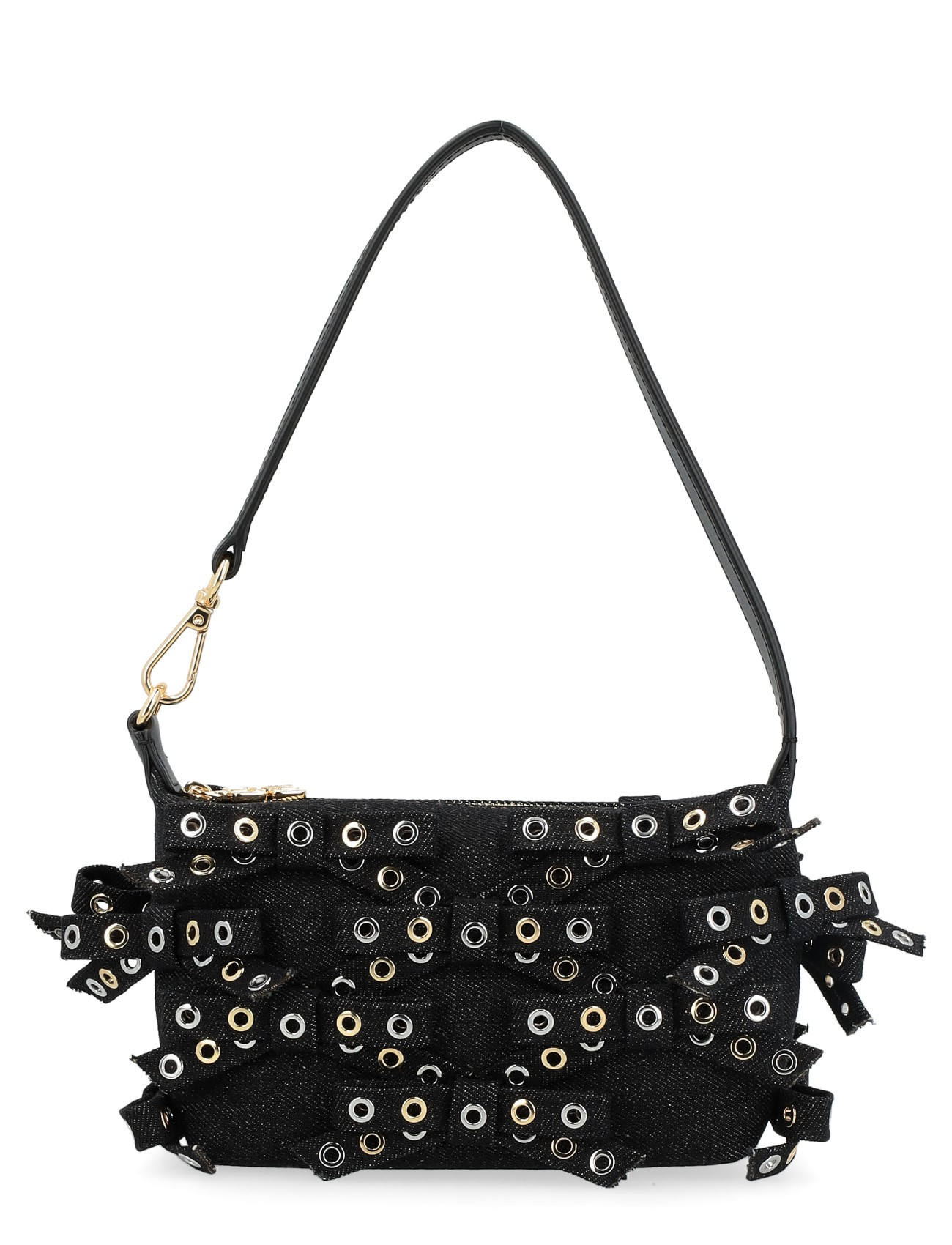 Ganni Bow Bag Small in black denim | H-Brands